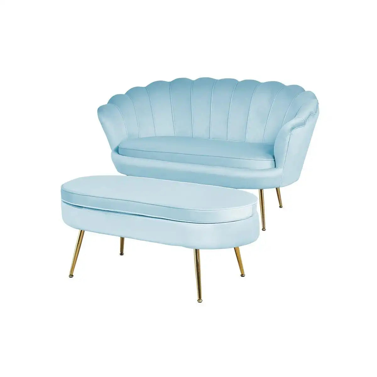 Muschelsofa aus Samt Hellgrau - HomeDesign Knaus