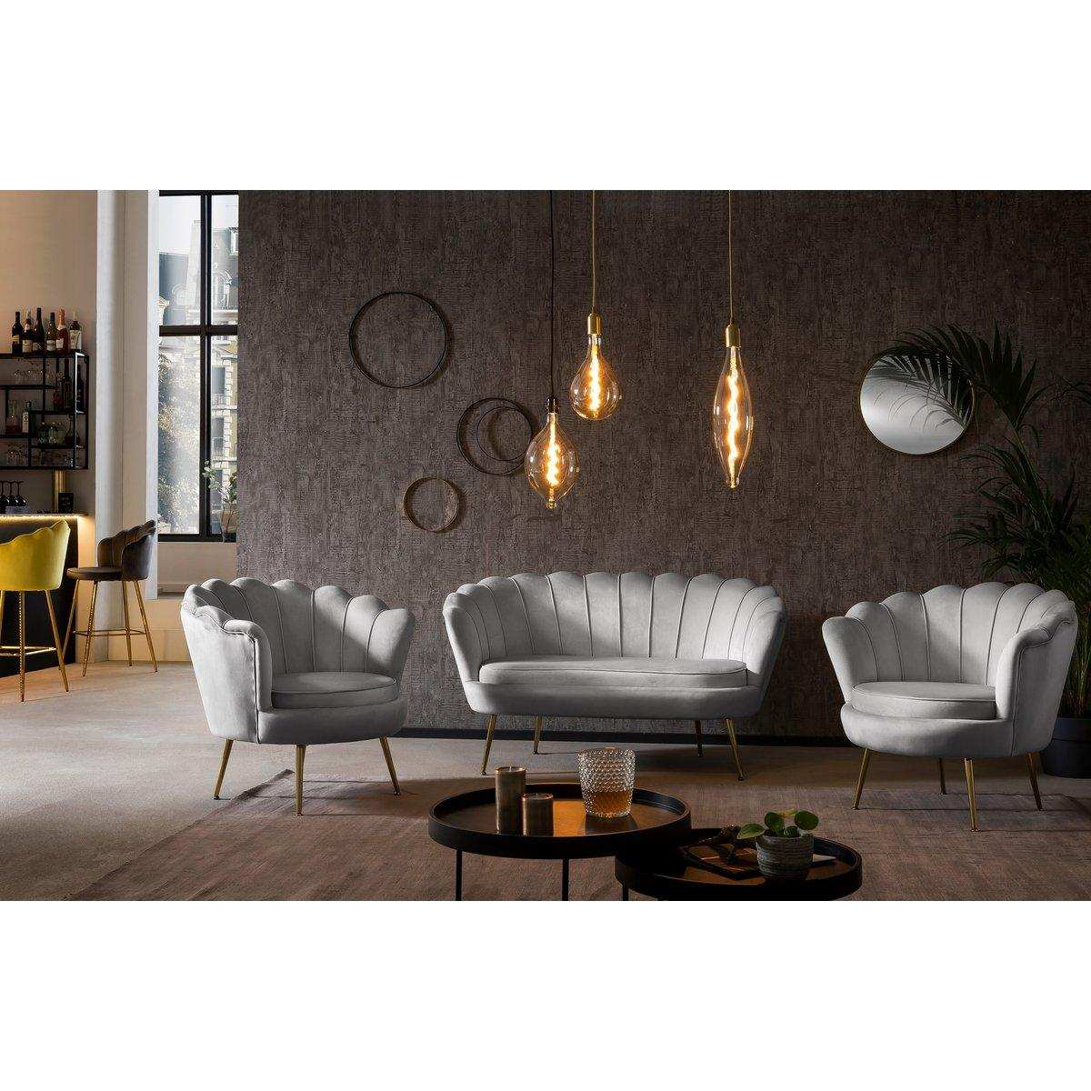 Muschelsofa aus Samt Hellgrau - HomeDesign Knaus