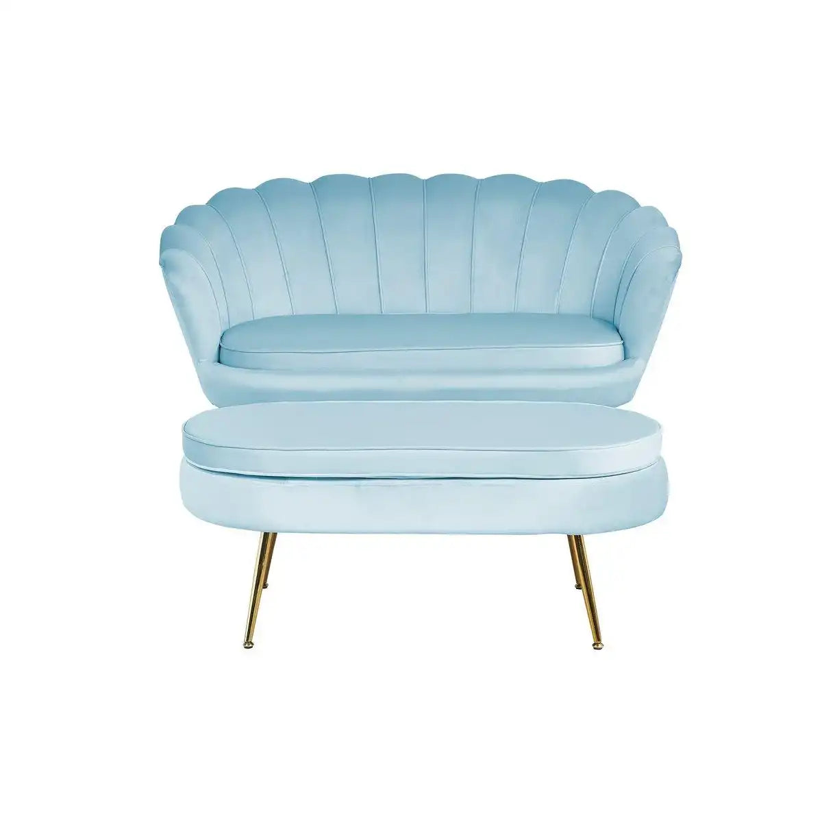 Muschelsofa aus Samt Hellgrau - HomeDesign Knaus