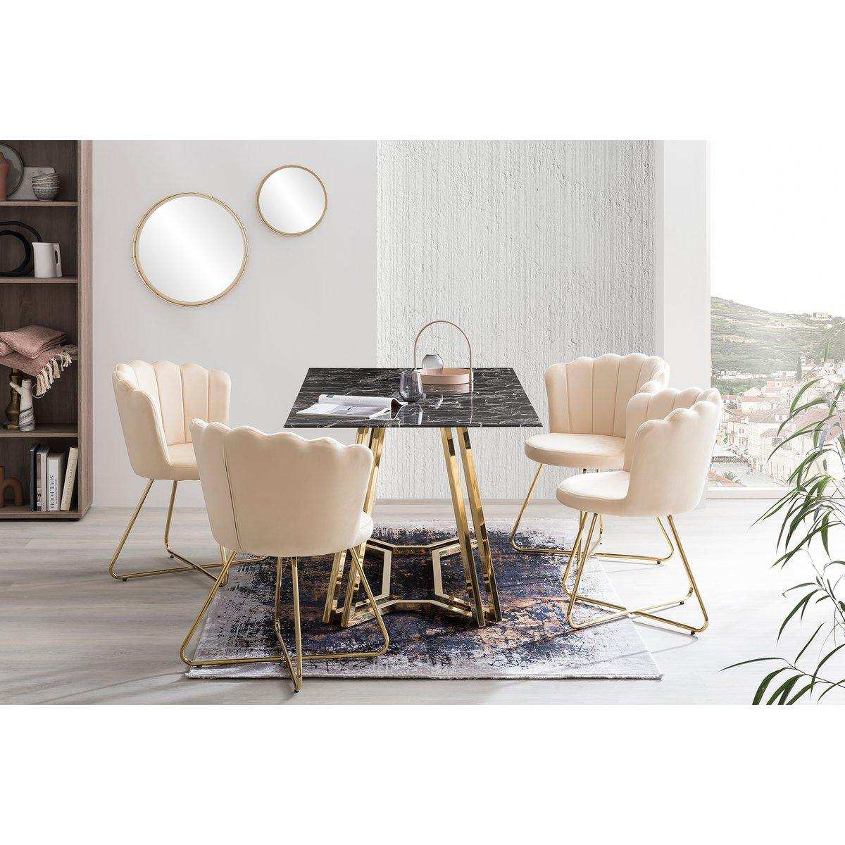 Muschelstuhl aus Samt 2er Set Beige - HomeDesign Knaus