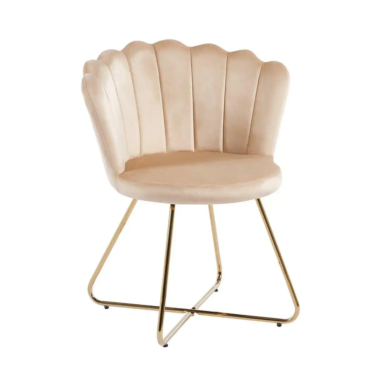 Muschelstuhl aus Samt 2er Set Beige - HomeDesign Knaus