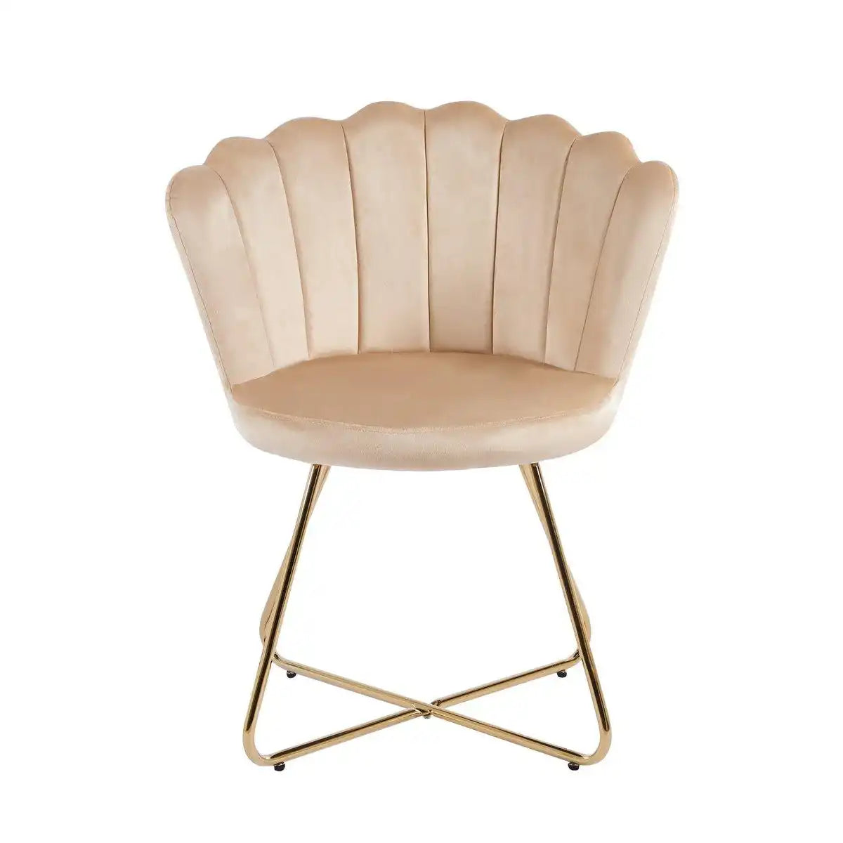 Muschelstuhl aus Samt 2er Set Beige - HomeDesign Knaus