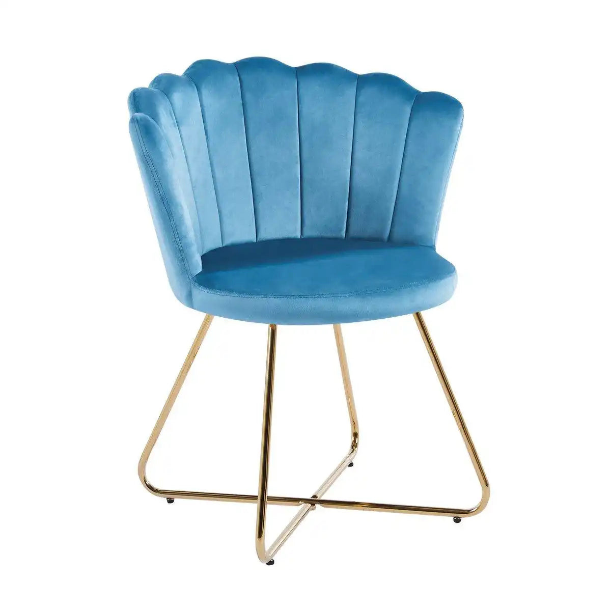 Muschelstuhl aus Samt 2er Set Blau - HomeDesign Knaus