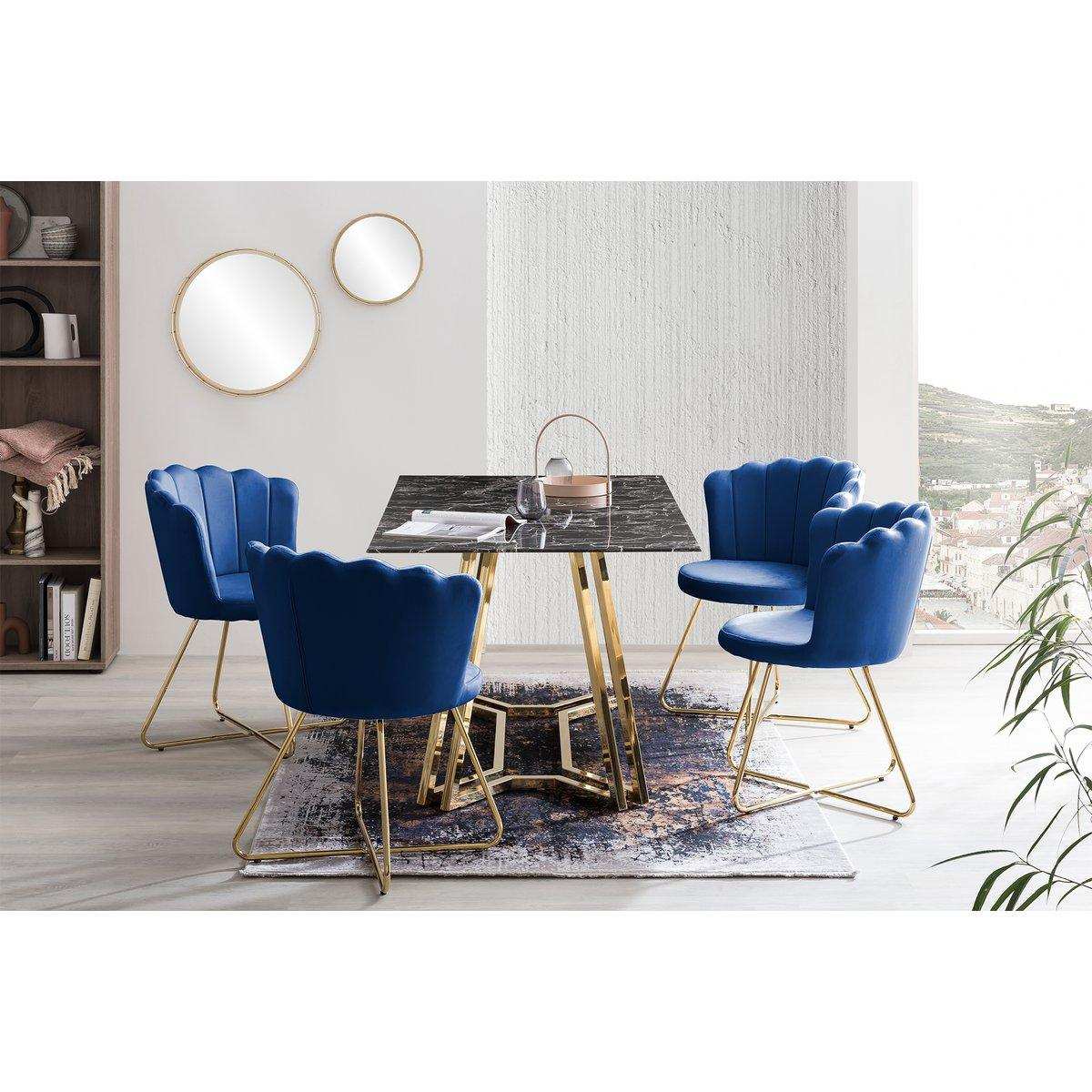 Muschelstuhl aus Samt 2er Set Dunkelblau - HomeDesign Knaus
