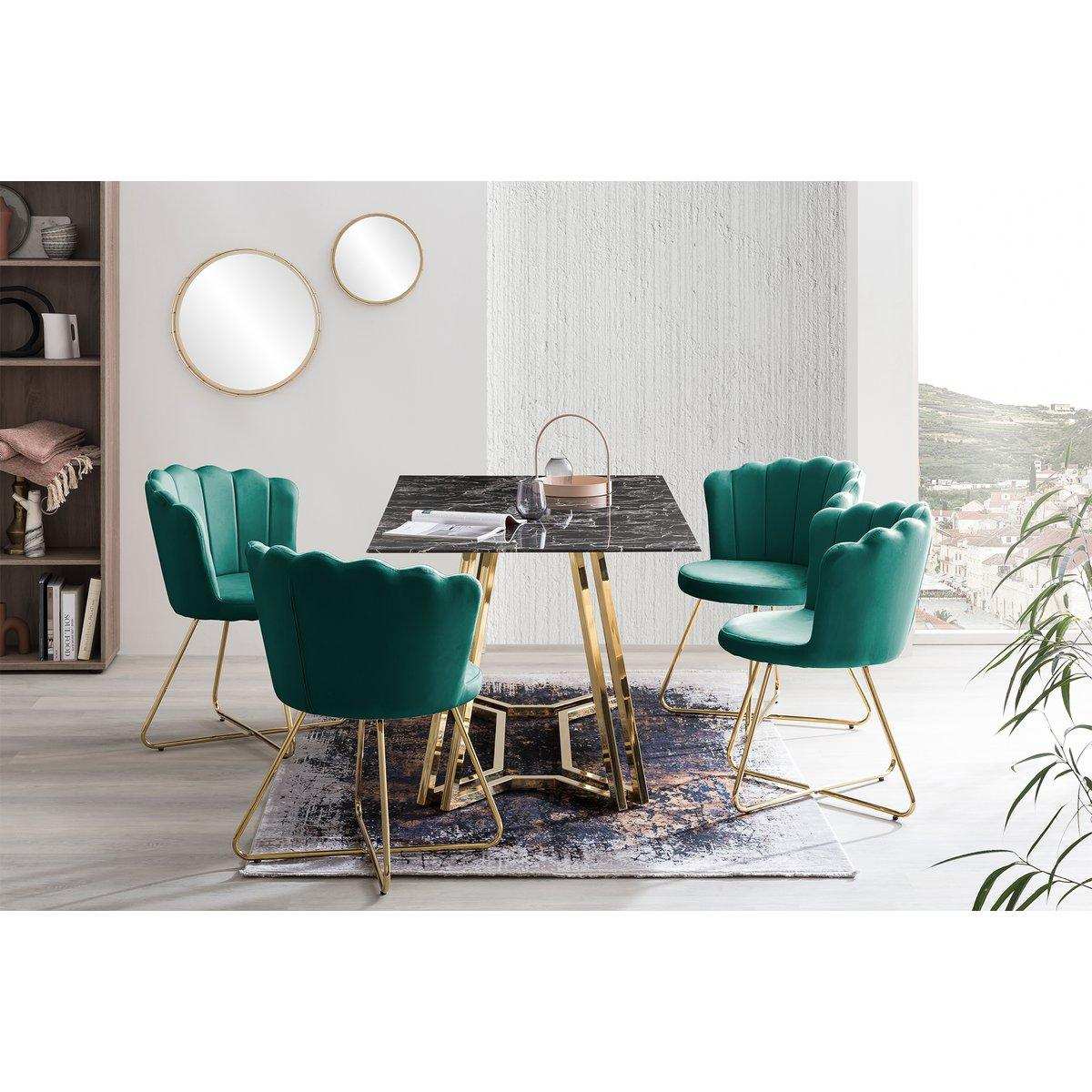 Muschelstuhl aus Samt 2er Set Grün - HomeDesign Knaus