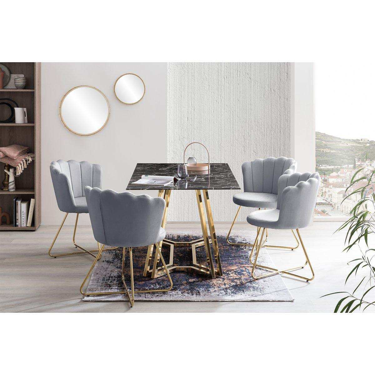 Muschelstuhl aus Samt 2er Set Hellgrau - HomeDesign Knaus