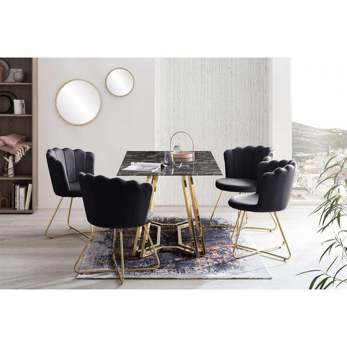Muschelstuhl aus Samt 2er Set Schwarz - HomeDesign Knaus