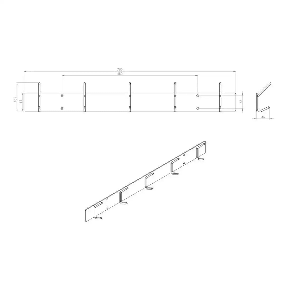 Mystiek Five Industrial Wandgarderobe Garderobenleiste 10 Kleiderhacken - HomeDesign Knaus