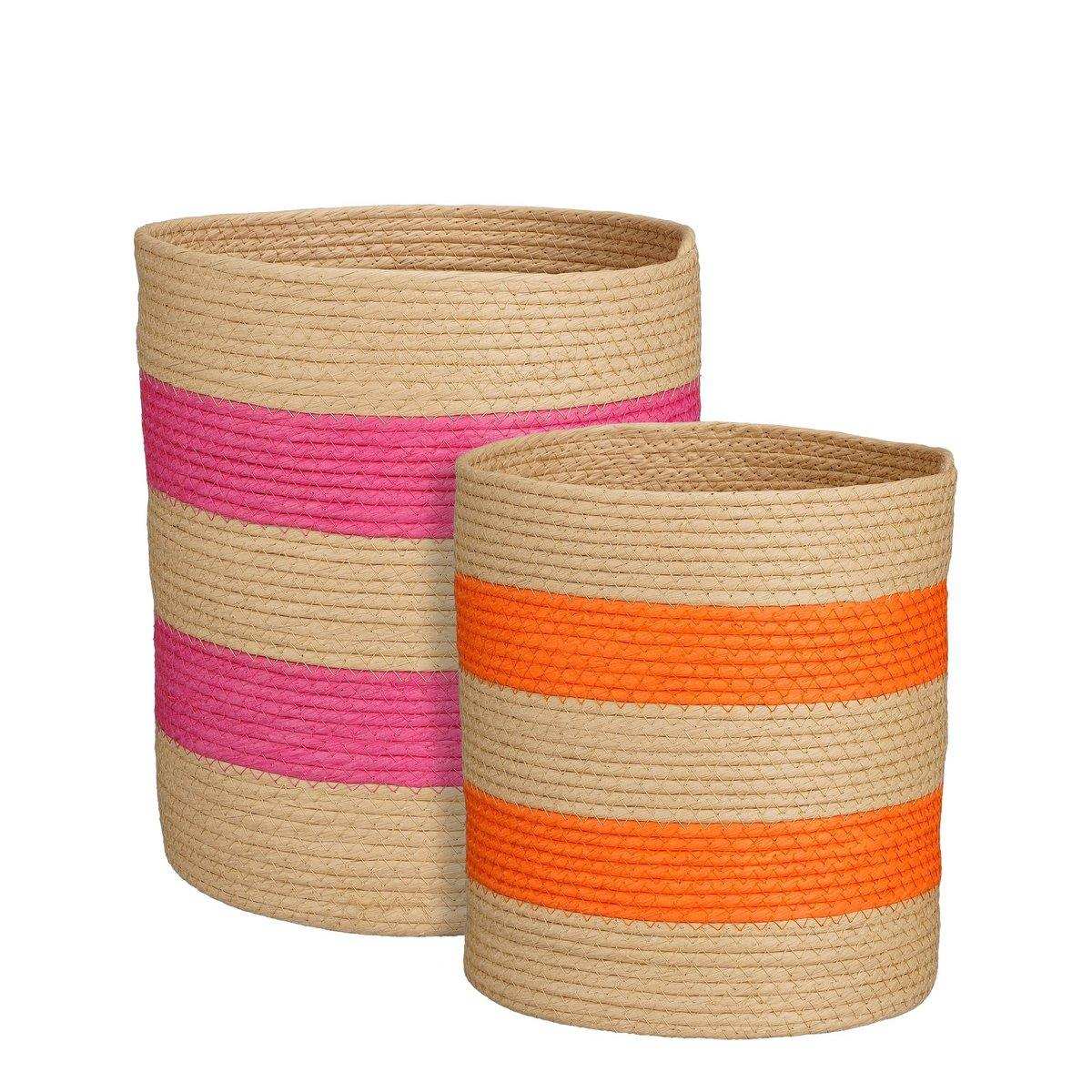 Nacho-Korb – 2er-Set – H34 x Ø29 – FSC-Mix – Dunkelrosa, Orange - HomeDesign Knaus