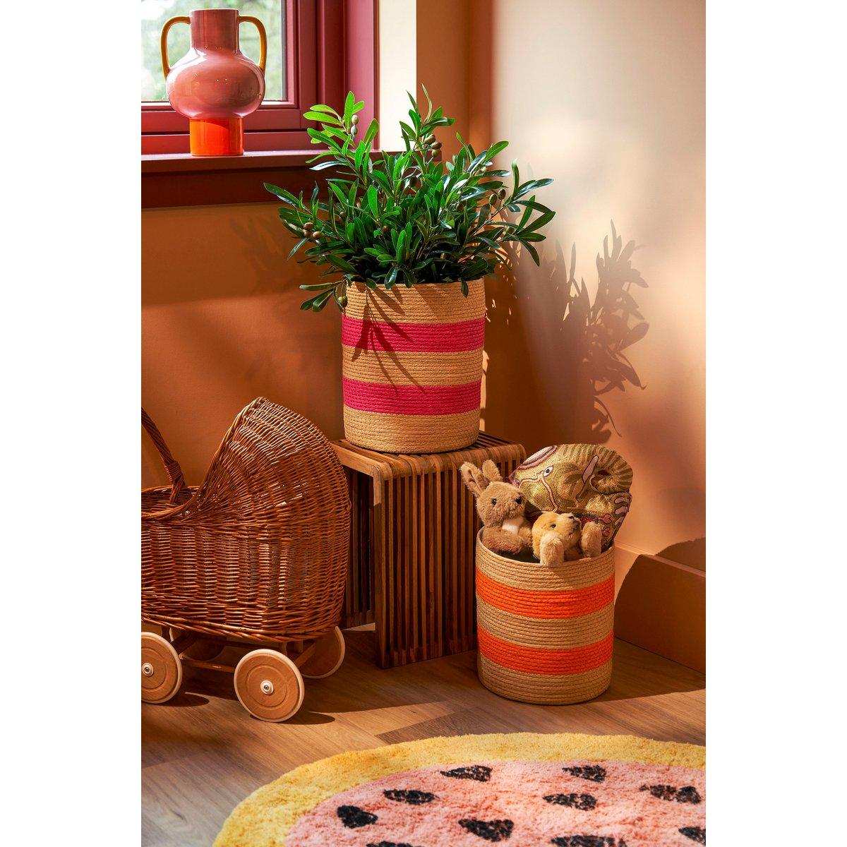 Nacho-Korb – 2er-Set – H34 x Ø29 – FSC-Mix – Dunkelrosa, Orange - HomeDesign Knaus