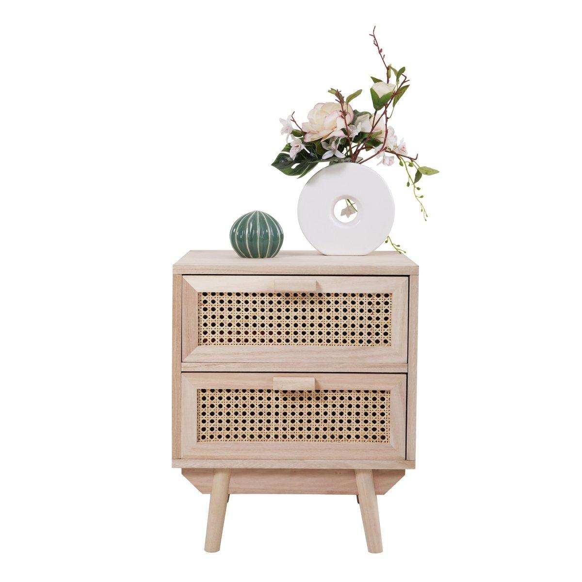 Nachtkommode 42x36 cm Rattangeflecht - HomeDesign Knaus