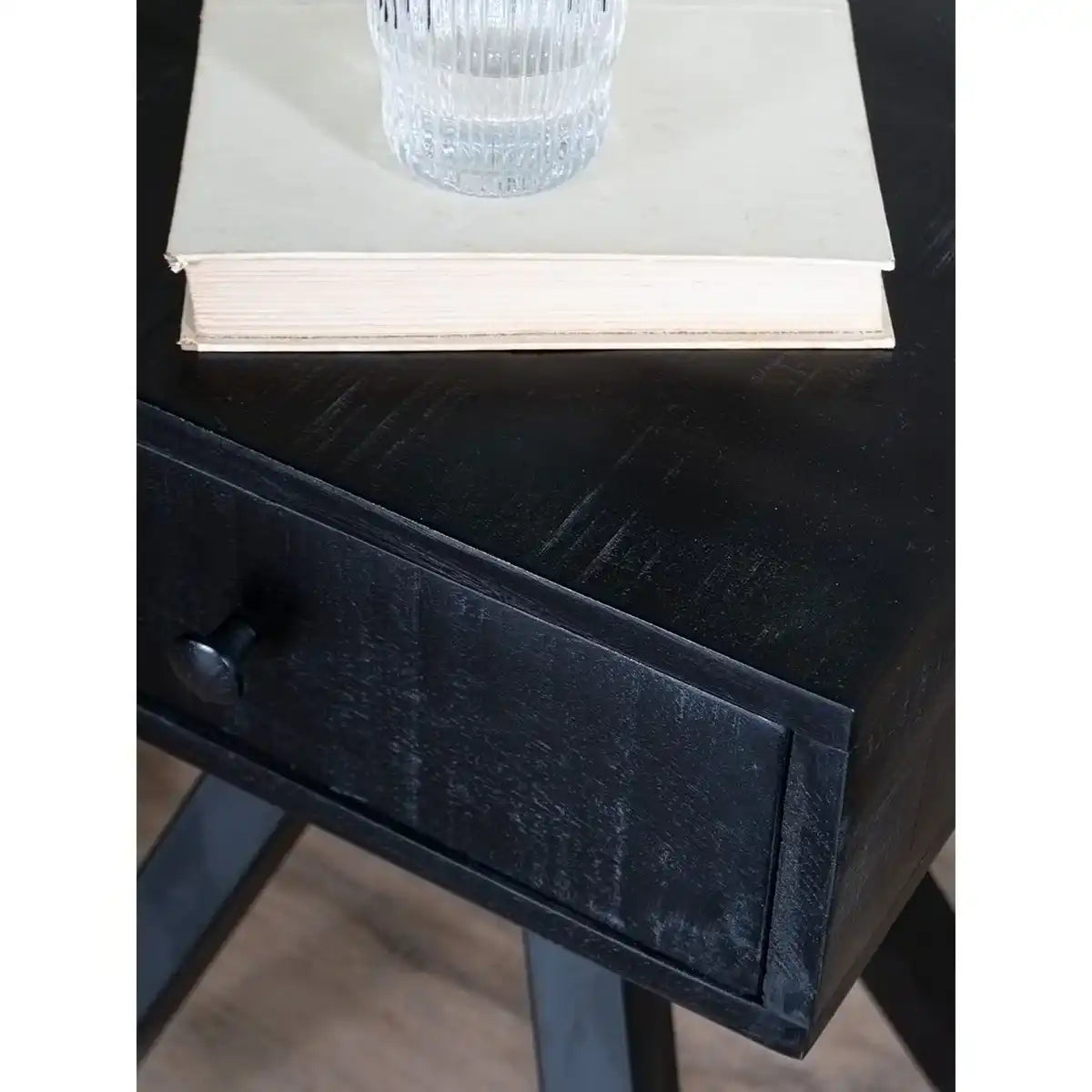 Nachttisch Kommode trocknet schwarzes Mangoholz - HomeDesign Knaus