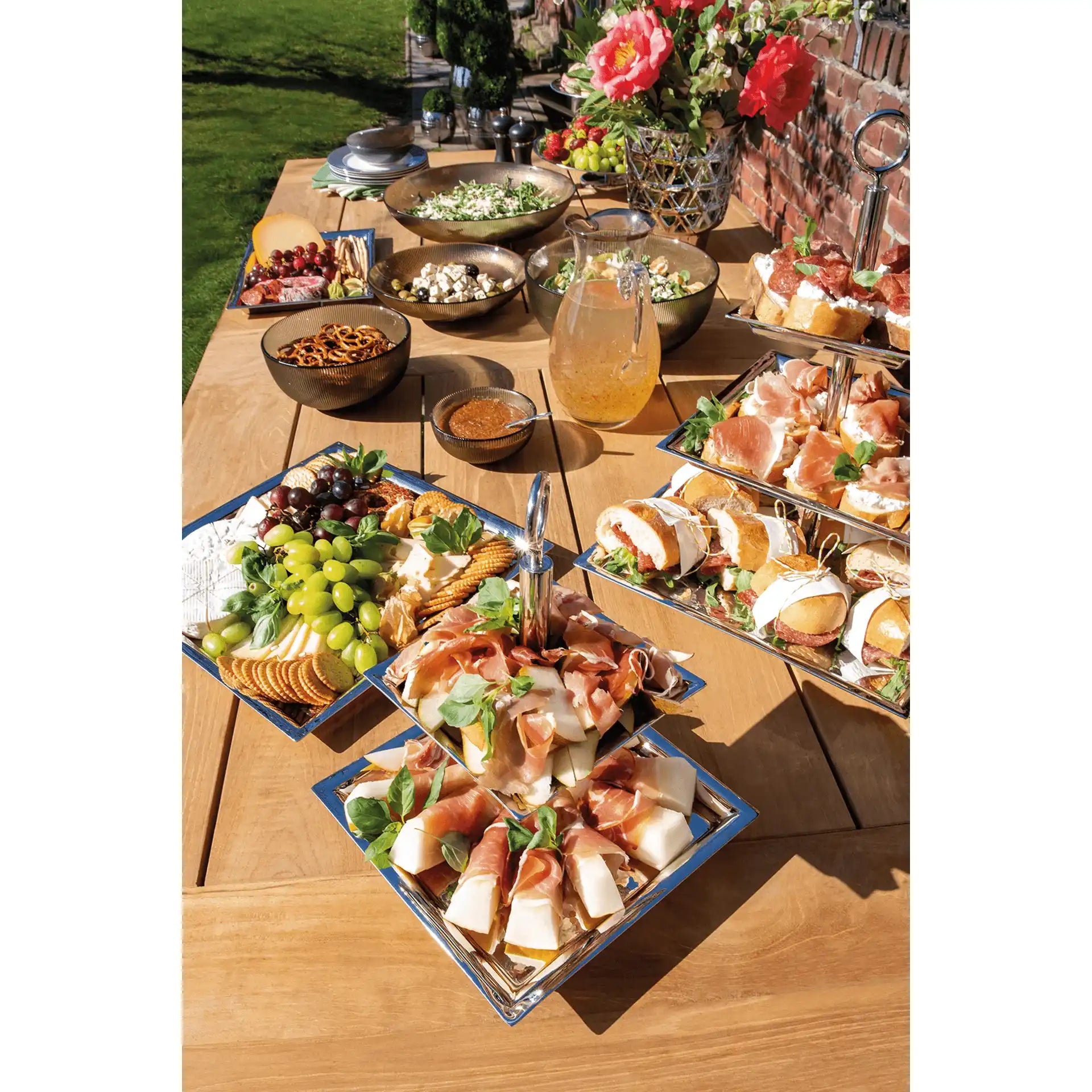 Nagano Tablett Serviertablett Dekoration hochpoliert silber Handarbeit - HomeDesign Knaus