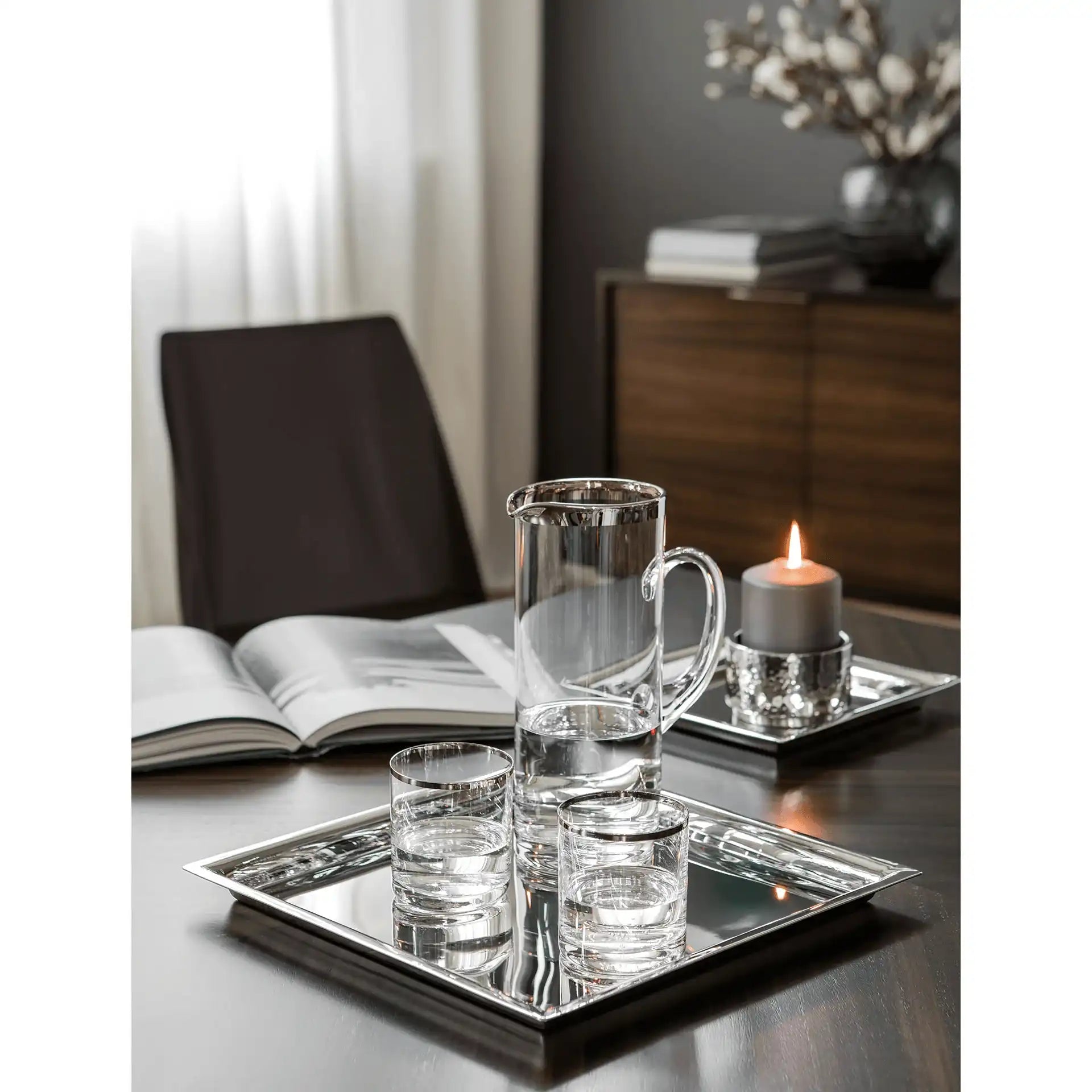 Nagano Tablett Serviertablett Dekoration hochpoliert silber Handarbeit - HomeDesign Knaus