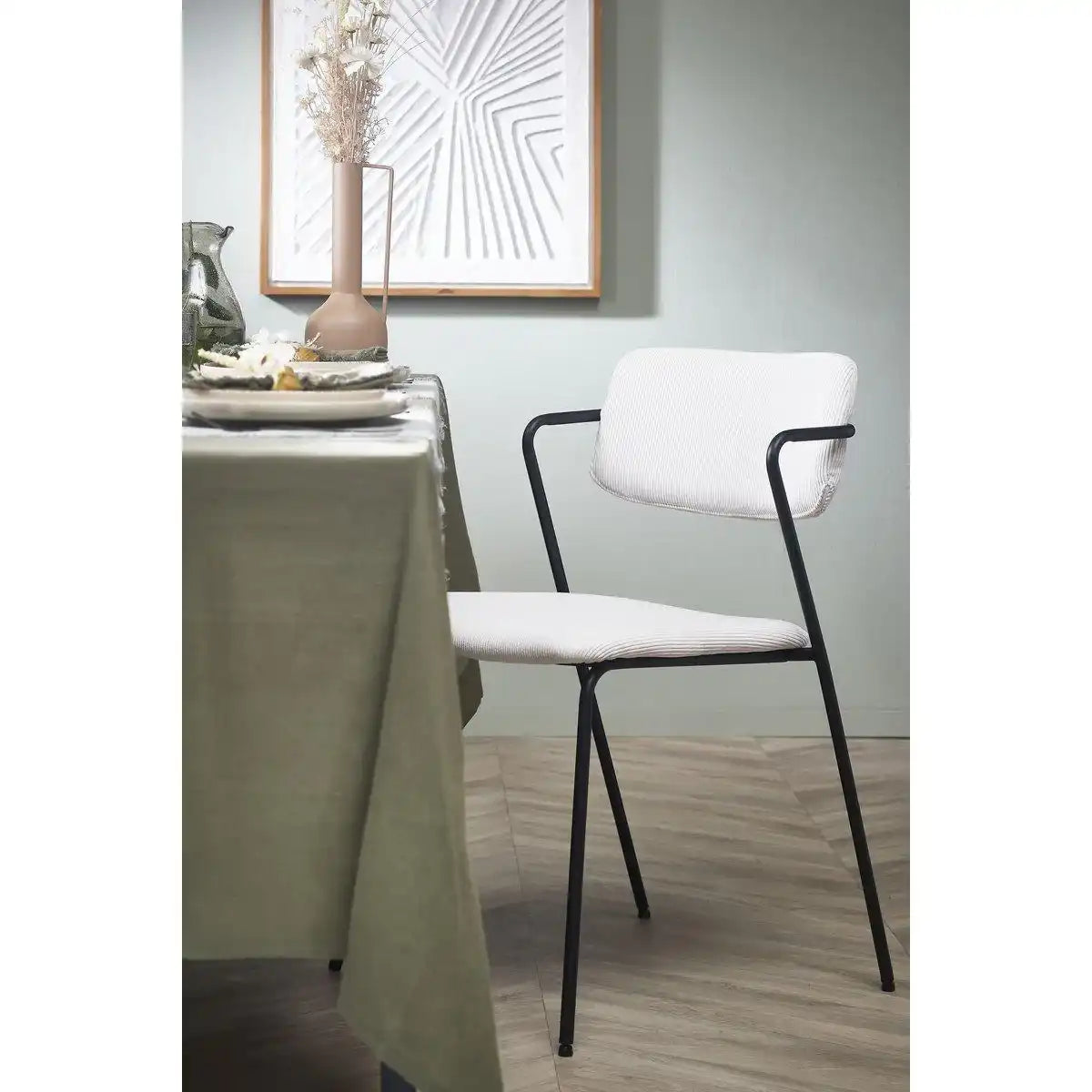 Nanet Esszimmerstuhl – Samt – gebrochenes Weiß - HomeDesign Knaus