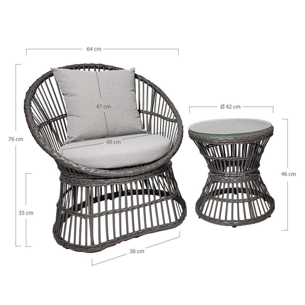Natal Lounge Set - Lounge-Set, Rattan, grau, inkl. Kissen - HomeDesign Knaus