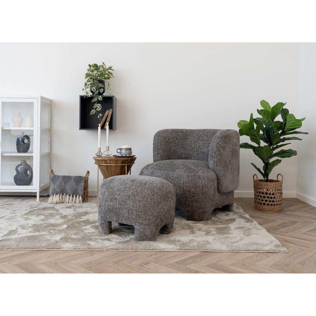 Nazare Pouf - Beige, Polyester/Schaum/Sperrholz, 53x41x38 cm - HomeDesign Knaus