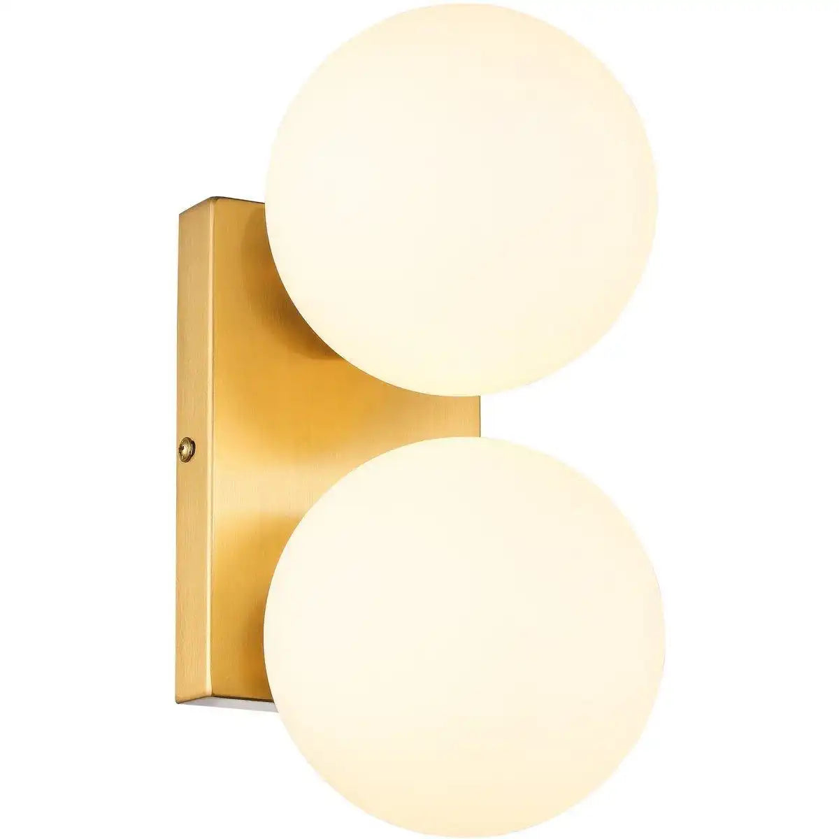 Nicole Wandleuchte Weiß Gold 2-flammig Messing - HomeDesign Knaus