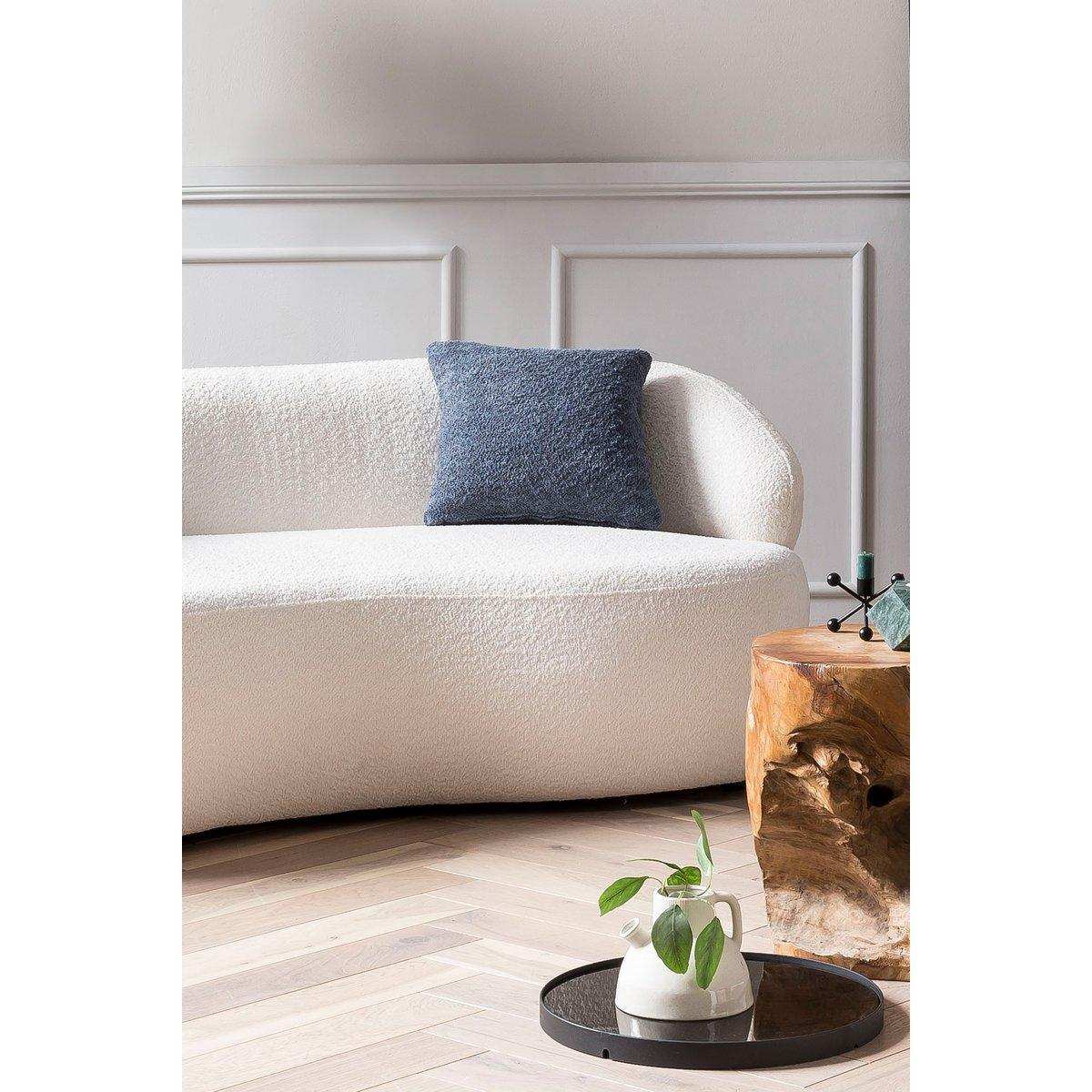 Nierensofa 2-Sitzer Bouclé Stoff Weiß - HomeDesign Knaus
