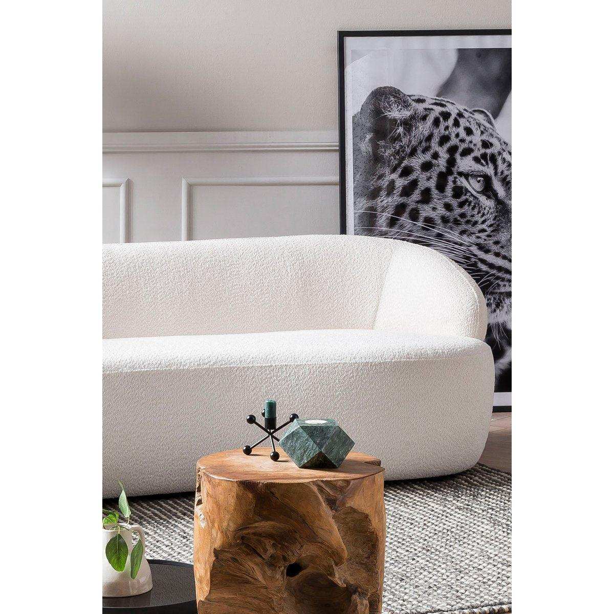 Nierensofa 3-Sitzer Bouclé Stoff Weiß - HomeDesign Knaus