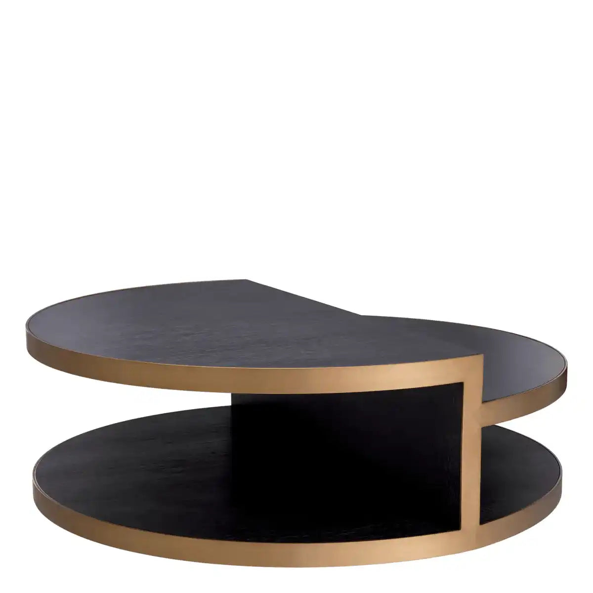 Nilo Couchtisch Anthrazitgraues Eichenfurnier Oberfläche aus gebürstetem Messing - HomeDesign Knaus