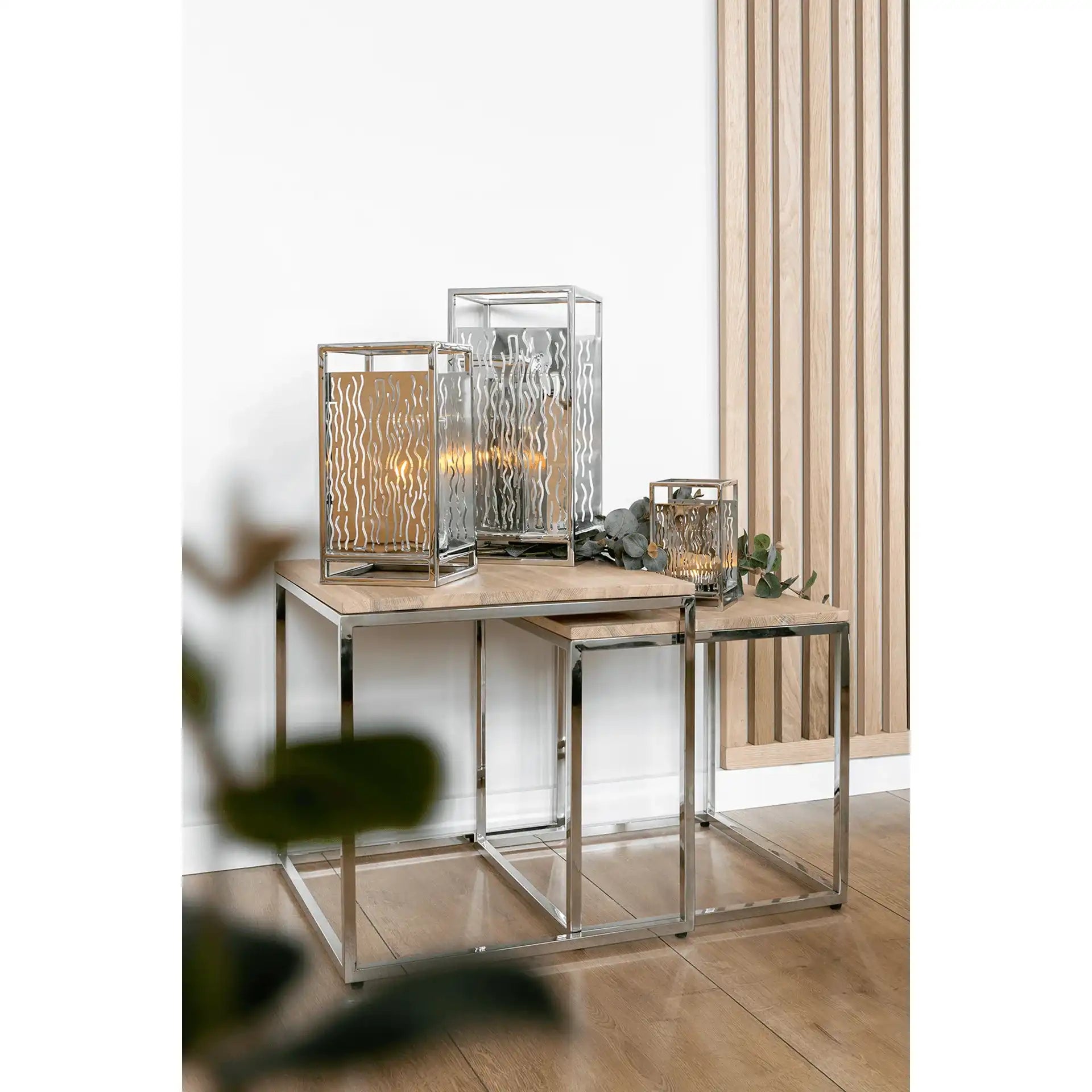 Nocosa Kerzenhalter Windlicht mit Glas Unikat Chrom Handarbeit - HomeDesign Knaus