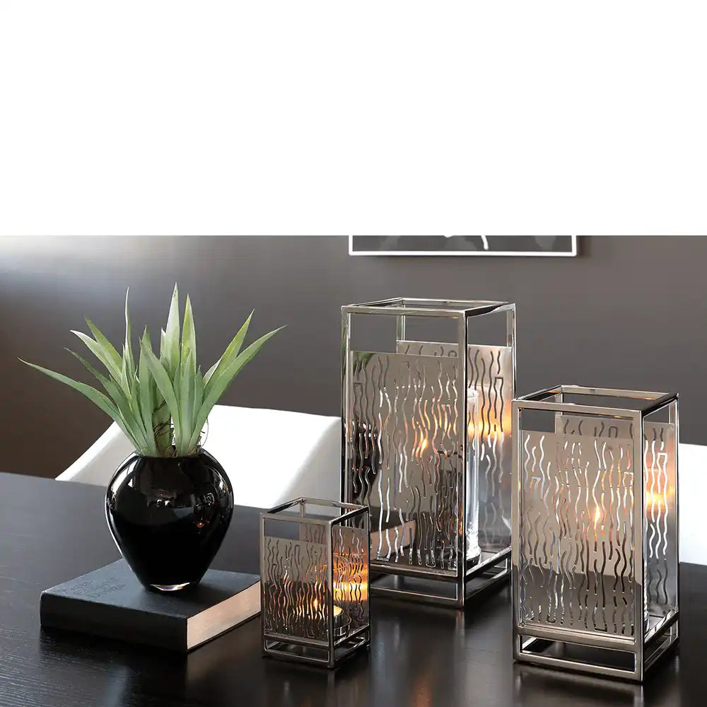 Nocosa Kerzenhalter Windlicht mit Glas Unikat Chrom Handarbeit - HomeDesign Knaus