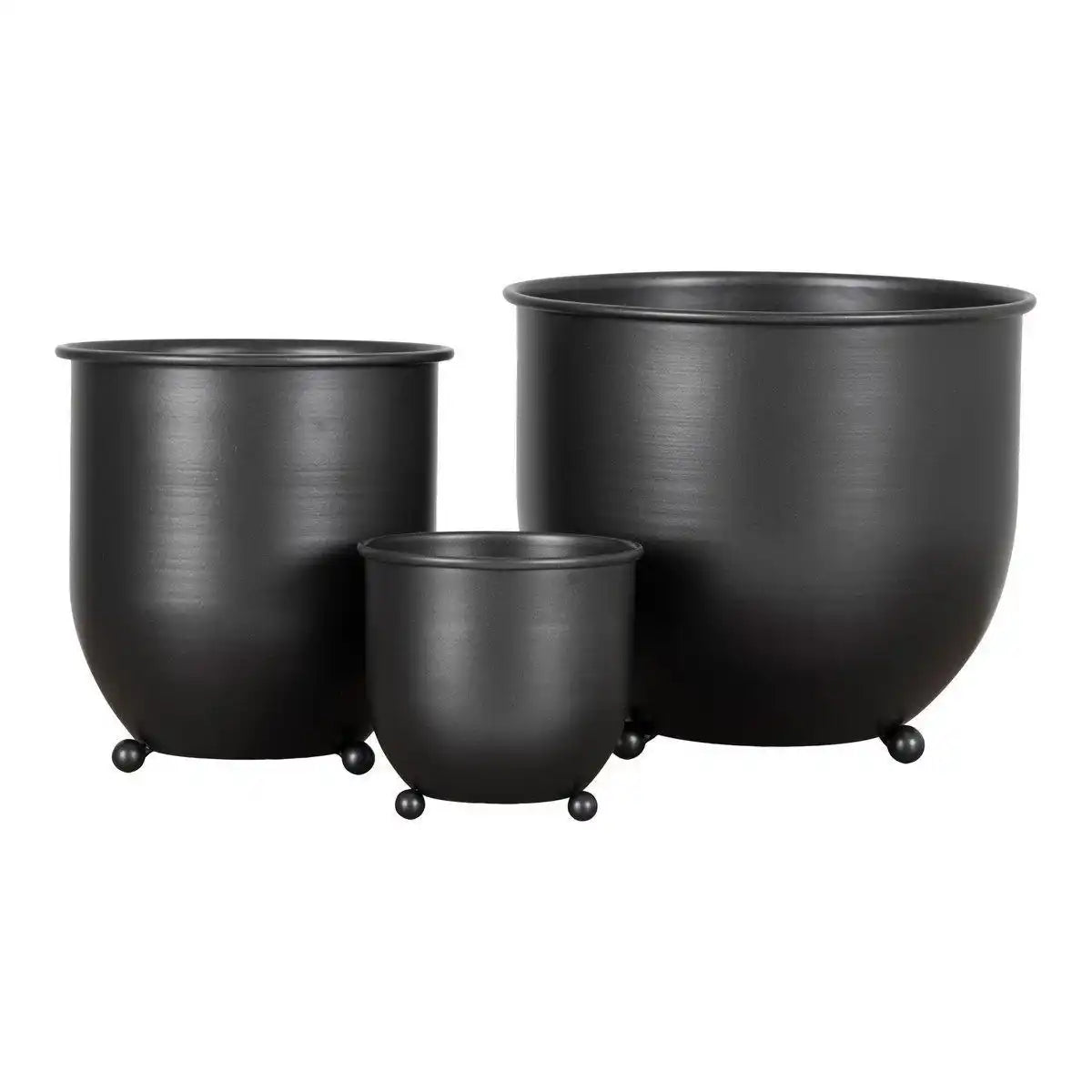 Nova Blumentöpfe – 3 Blumentöpfe aus schwarzem Metall. - HomeDesign Knaus