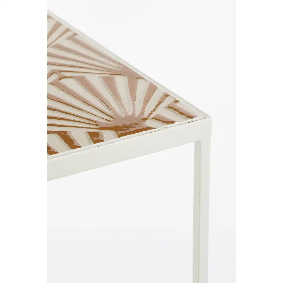 Odile Outdoor-Beistelltisch – 3er-Set – L28 x B28 x H67 cm – Metall – Braun, Weiß - HomeDesign Knaus