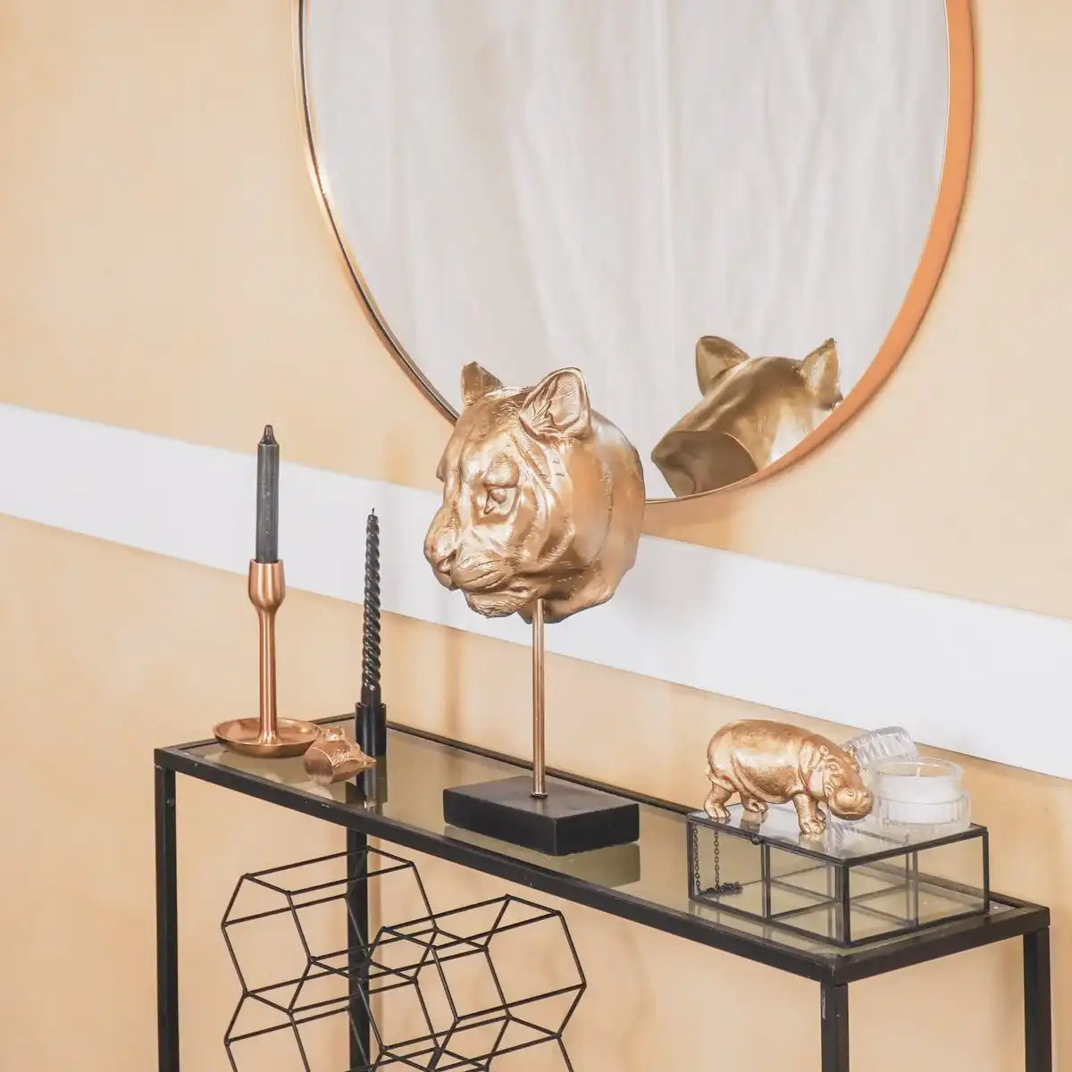 Ornament - Tigerkopf - Polyresin - Gold -16x21x39 - HomeDesign Knaus