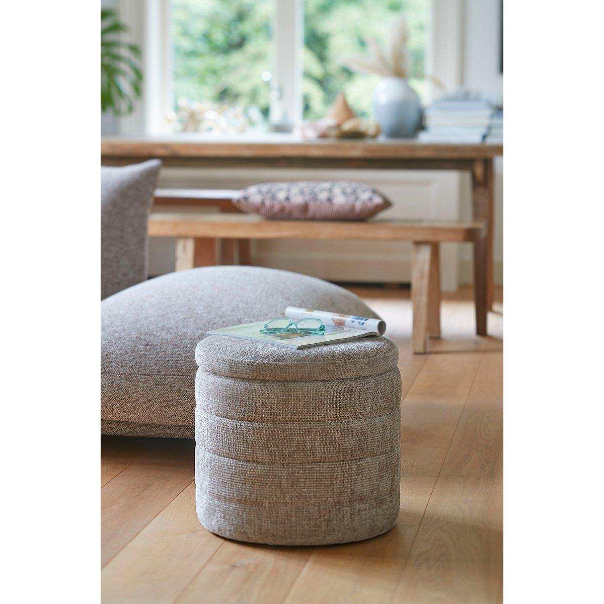 Ottomane mit Stauraum – H41 x Ø42 cm – Hellgrau - HomeDesign Knaus