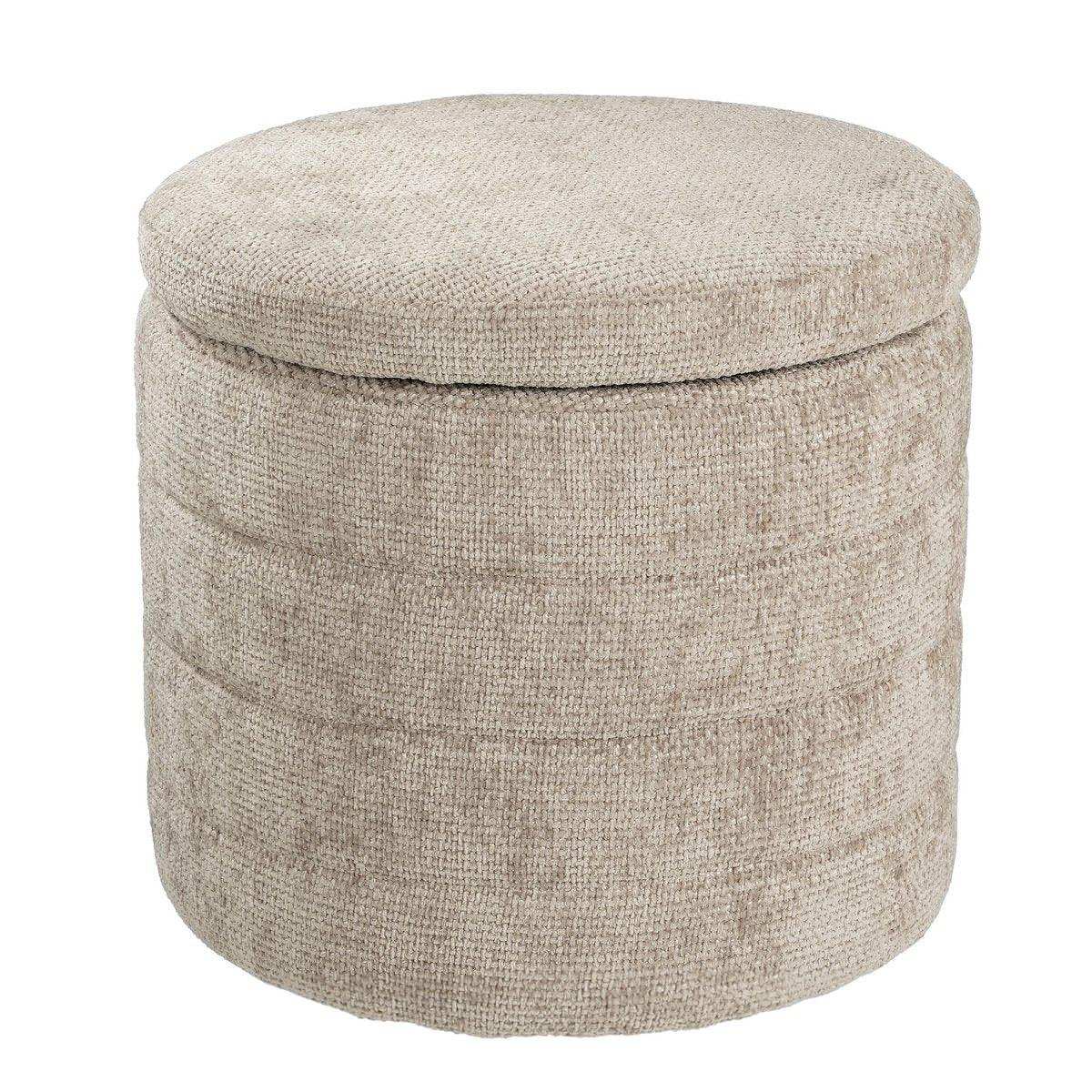 Ottomane mit Stauraum – H41 x Ø42 cm – Hellgrau - HomeDesign Knaus