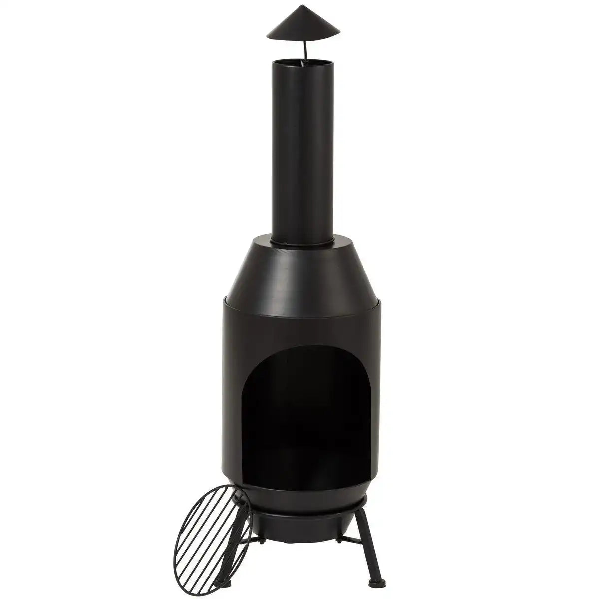 Outdoor Schwarzer Holzofen aus Metall - HomeDesign Knaus