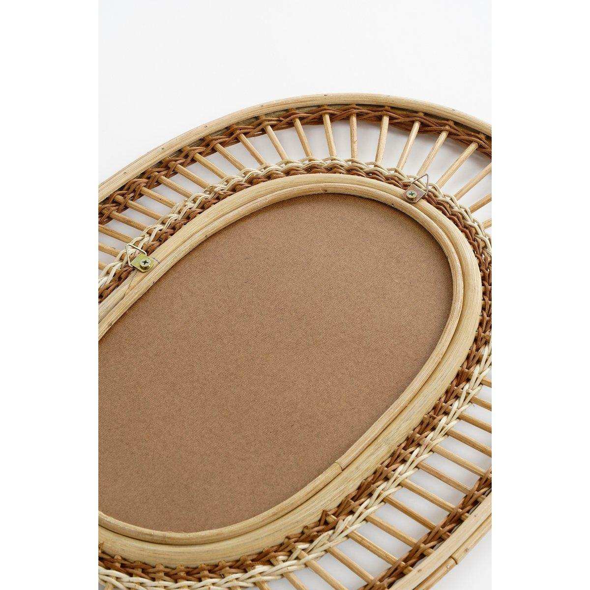 Ovaler Wandspiegel - L59 x B40 x H3 cm - Rattan - hellbraun - HomeDesign Knaus