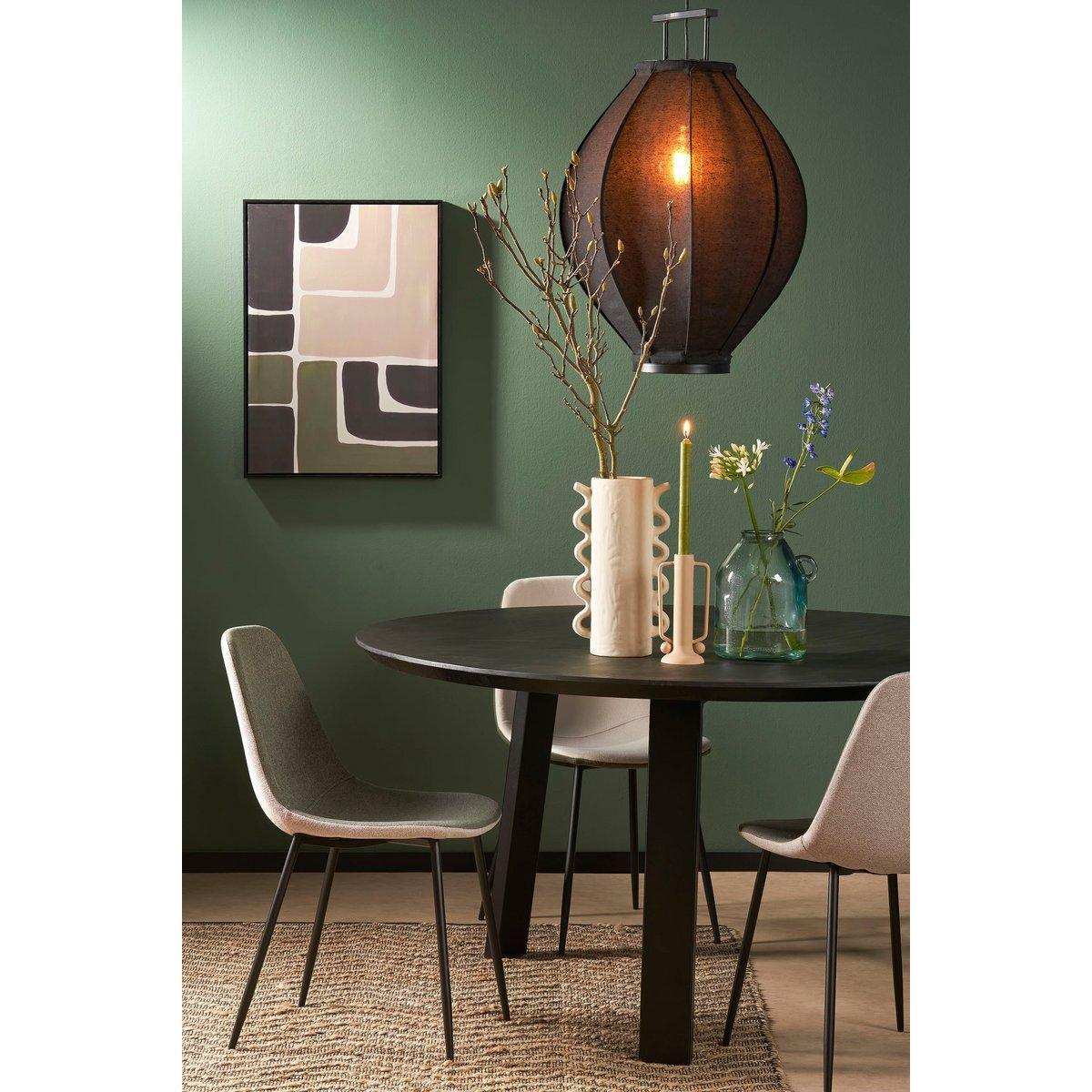 Pego Hängelampe - H73 x Ø54 cm - Leinen - Schwarz - HomeDesign Knaus