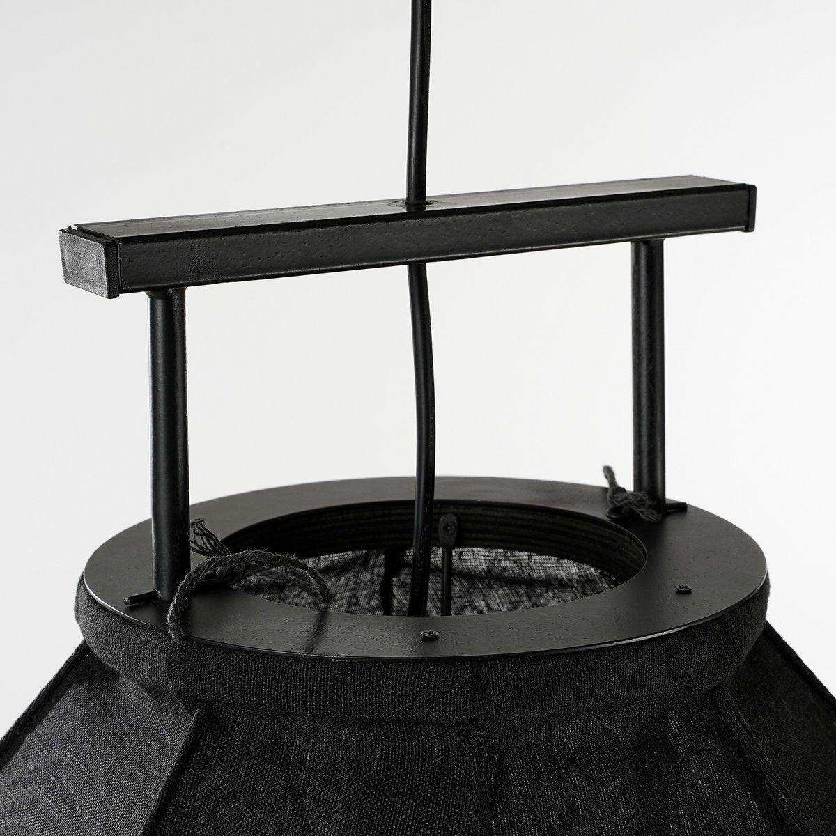 Pego Hängelampe - H73 x Ø54 cm - Leinen - Schwarz - HomeDesign Knaus