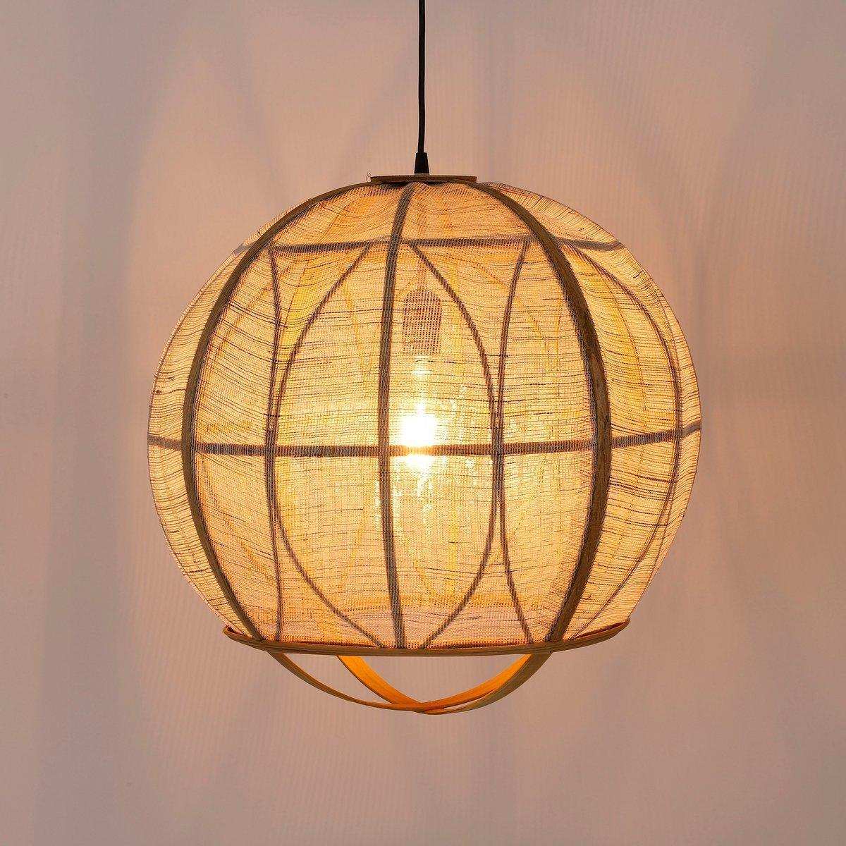Pella Hängelampe – H44 x Ø45 cm – Leinen – Beige - HomeDesign Knaus
