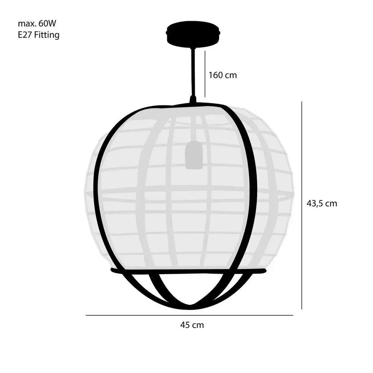 Pella Hängelampe – H44 x Ø45 cm – Leinen – gebrochenes Weiß - HomeDesign Knaus