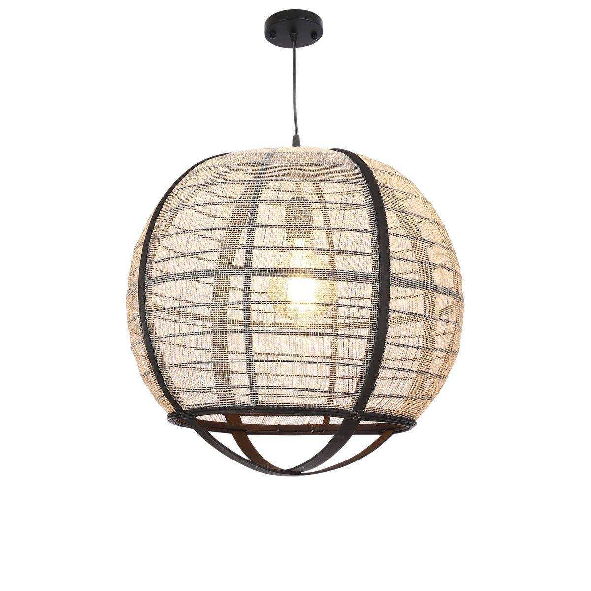 Pella Hängelampe – H44 x Ø45 cm – Leinen – gebrochenes Weiß - HomeDesign Knaus