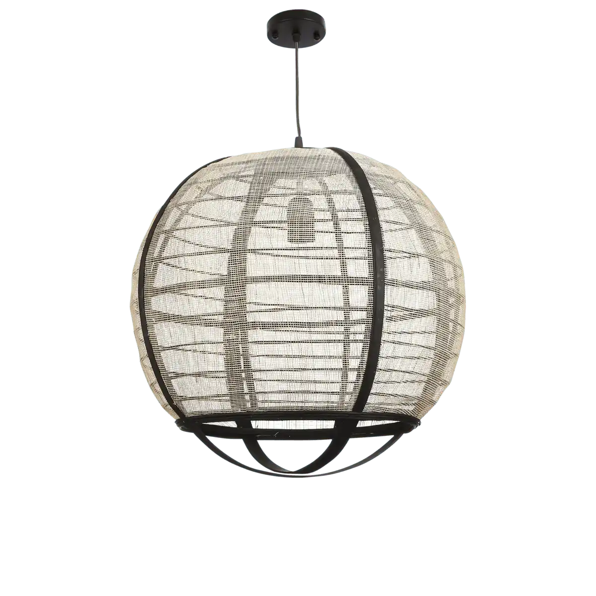 Pella Hängelampe – H44 x Ø45 cm – Leinen – gebrochenes Weiß - HomeDesign Knaus
