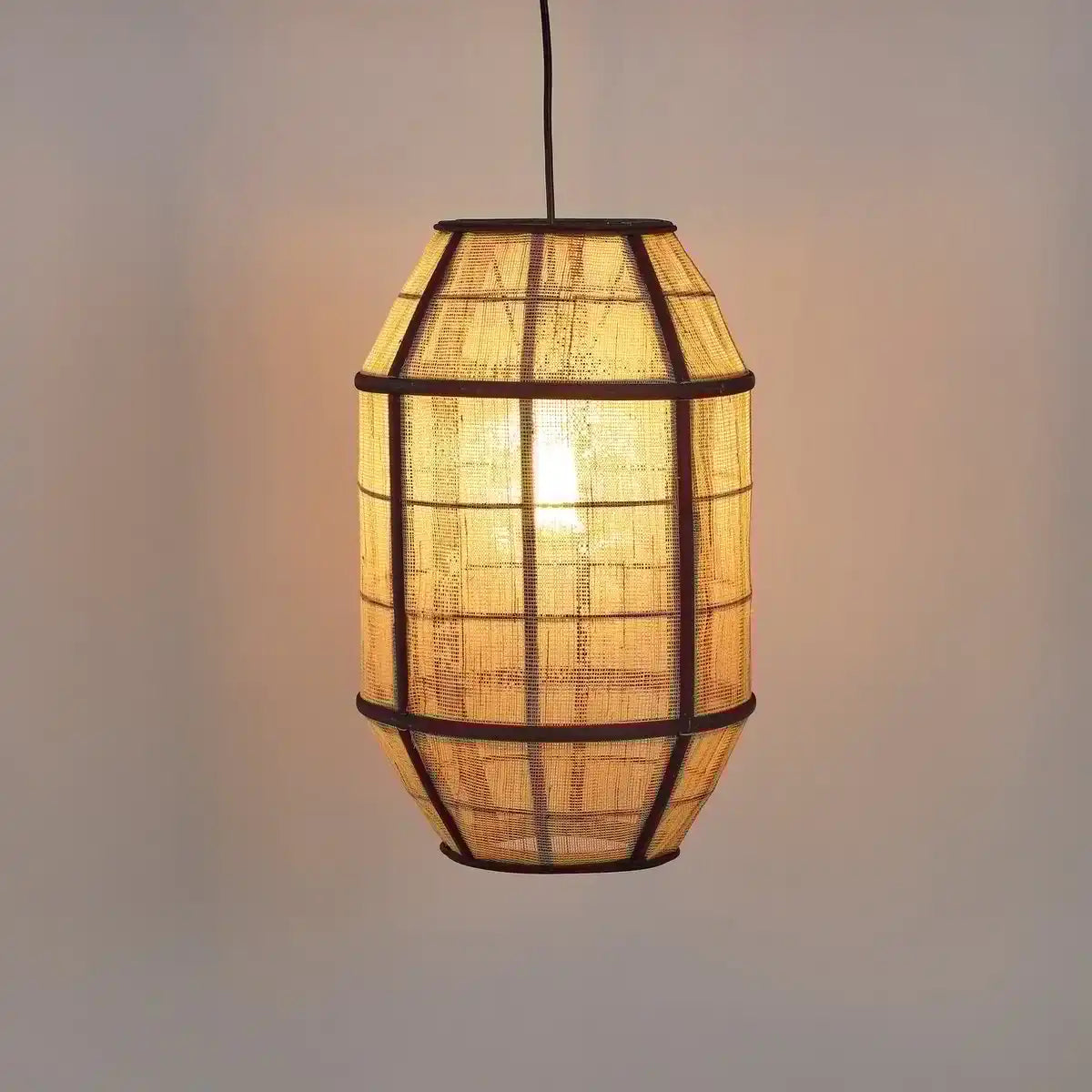 Pella Hängelampe – H46 x Ø29 cm – Leinen – gebrochenes Weiß - HomeDesign Knaus
