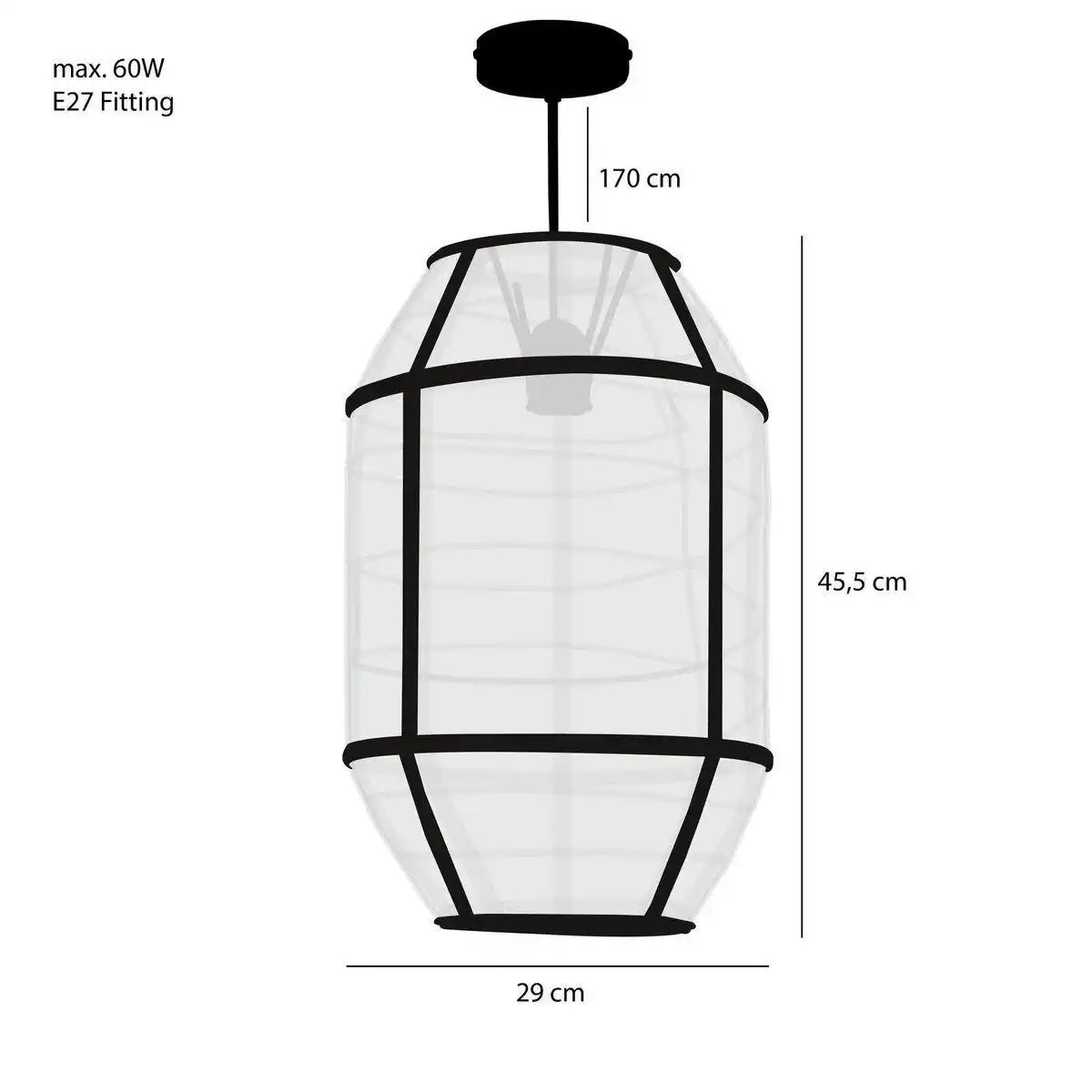 Pella Hängelampe – H46 x Ø29 cm – Leinen – gebrochenes Weiß - HomeDesign Knaus