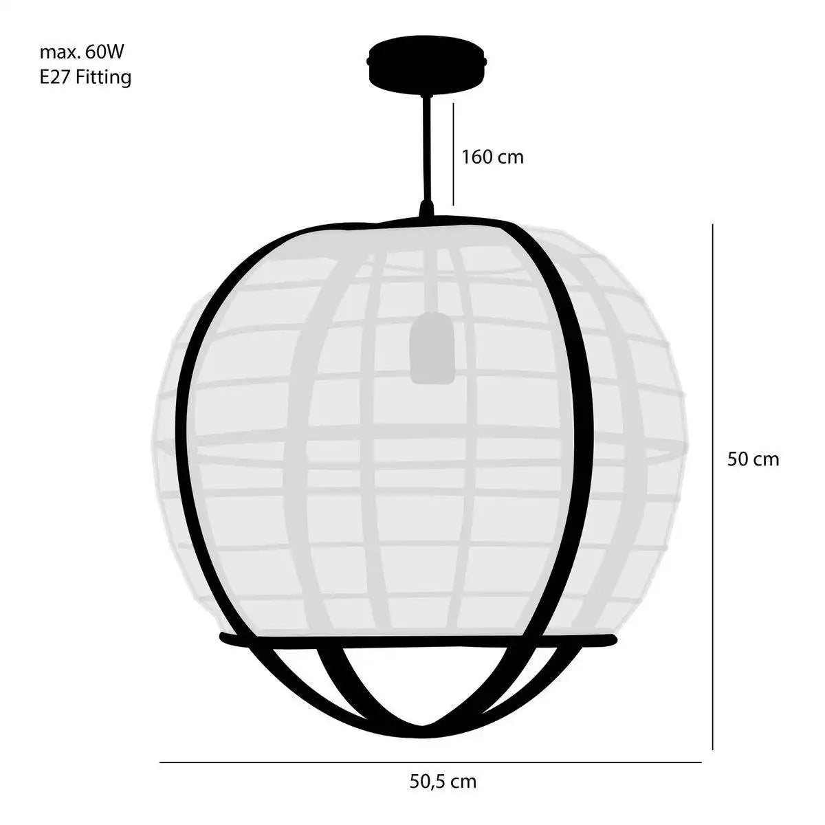 Pella Hängelampe – H50 x Ø51 cm – Leinen – gebrochenes Weiß - HomeDesign Knaus