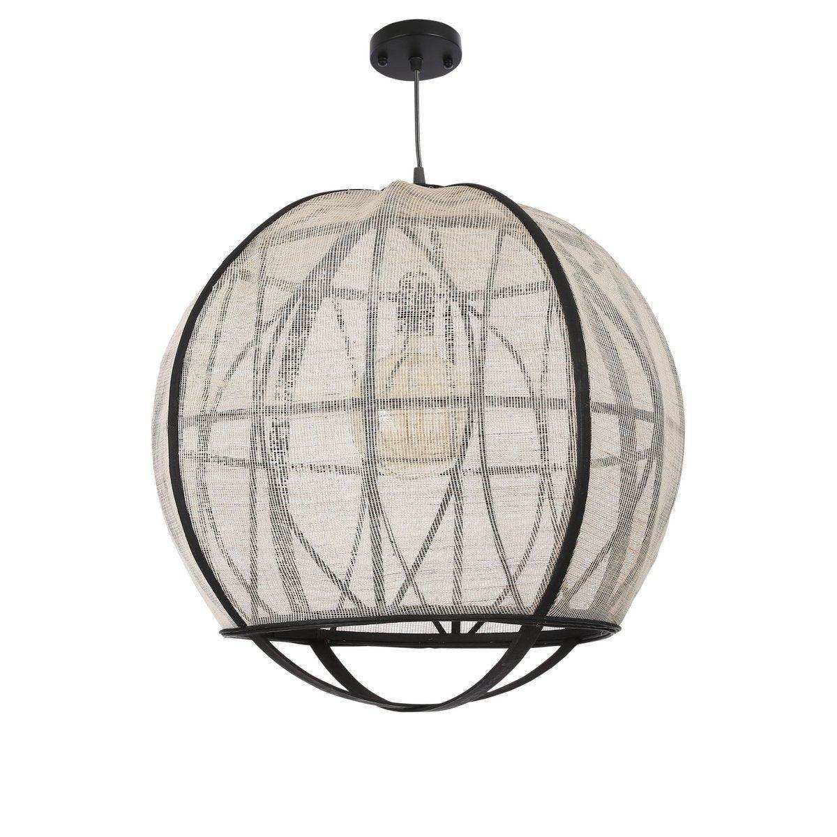 Pella Hängelampe – H50 x Ø51 cm – Leinen – gebrochenes Weiß - HomeDesign Knaus