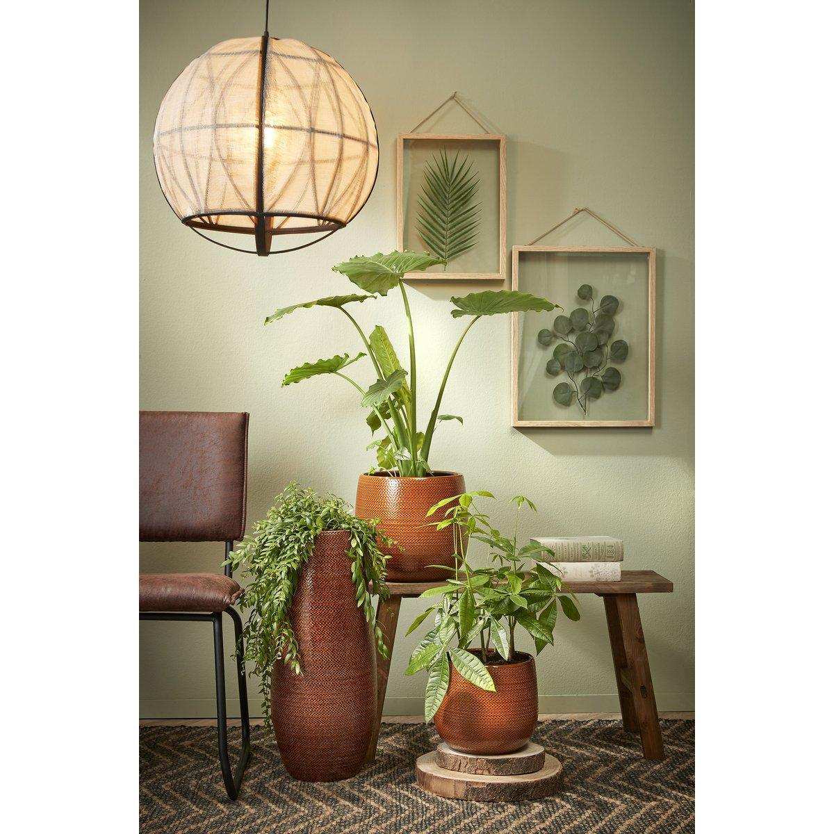 Pella Hängelampe – H50 x Ø51 cm – Leinen – gebrochenes Weiß - HomeDesign Knaus