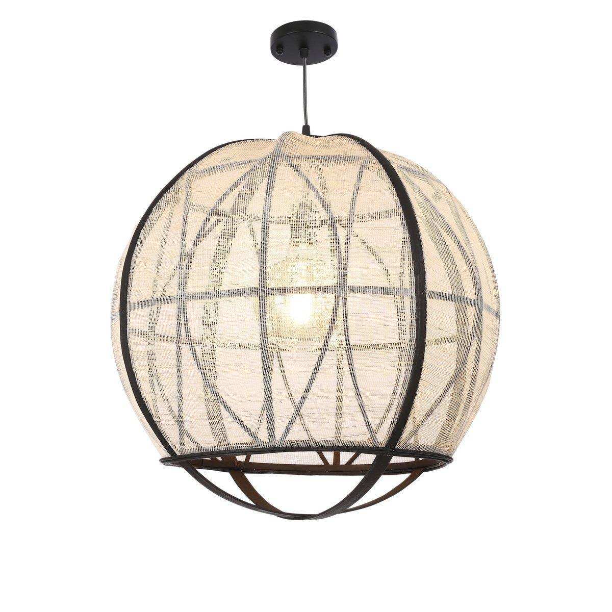 Pella Hängelampe – H50 x Ø51 cm – Leinen – gebrochenes Weiß - HomeDesign Knaus