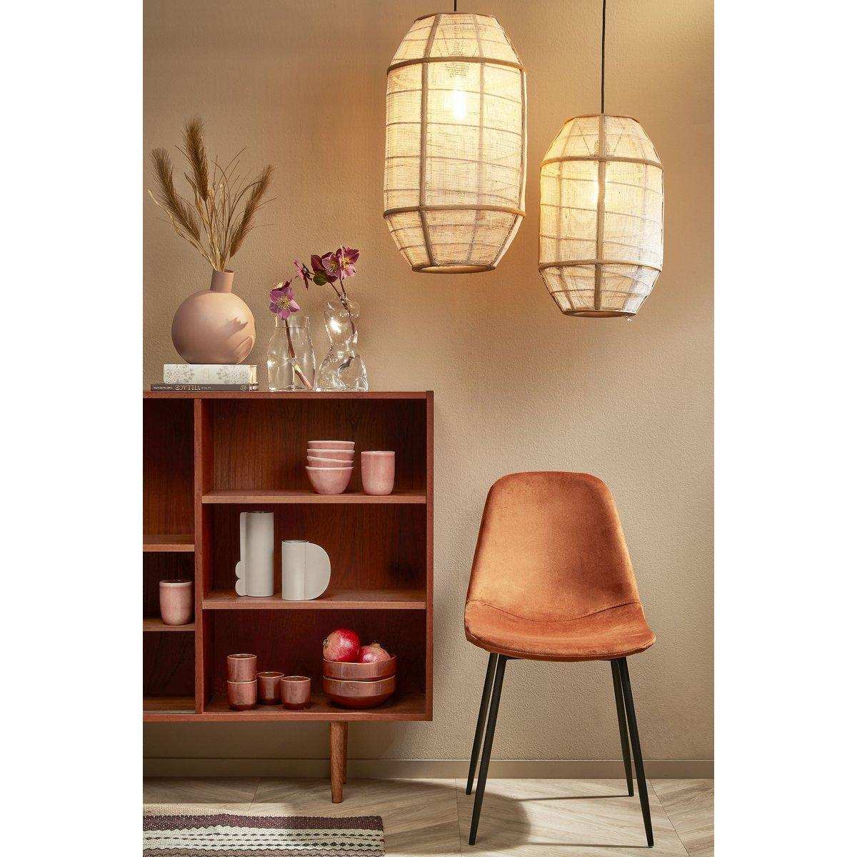 Pella Hängelampe – H58 x Ø33 cm – Leinen – Beige - HomeDesign Knaus