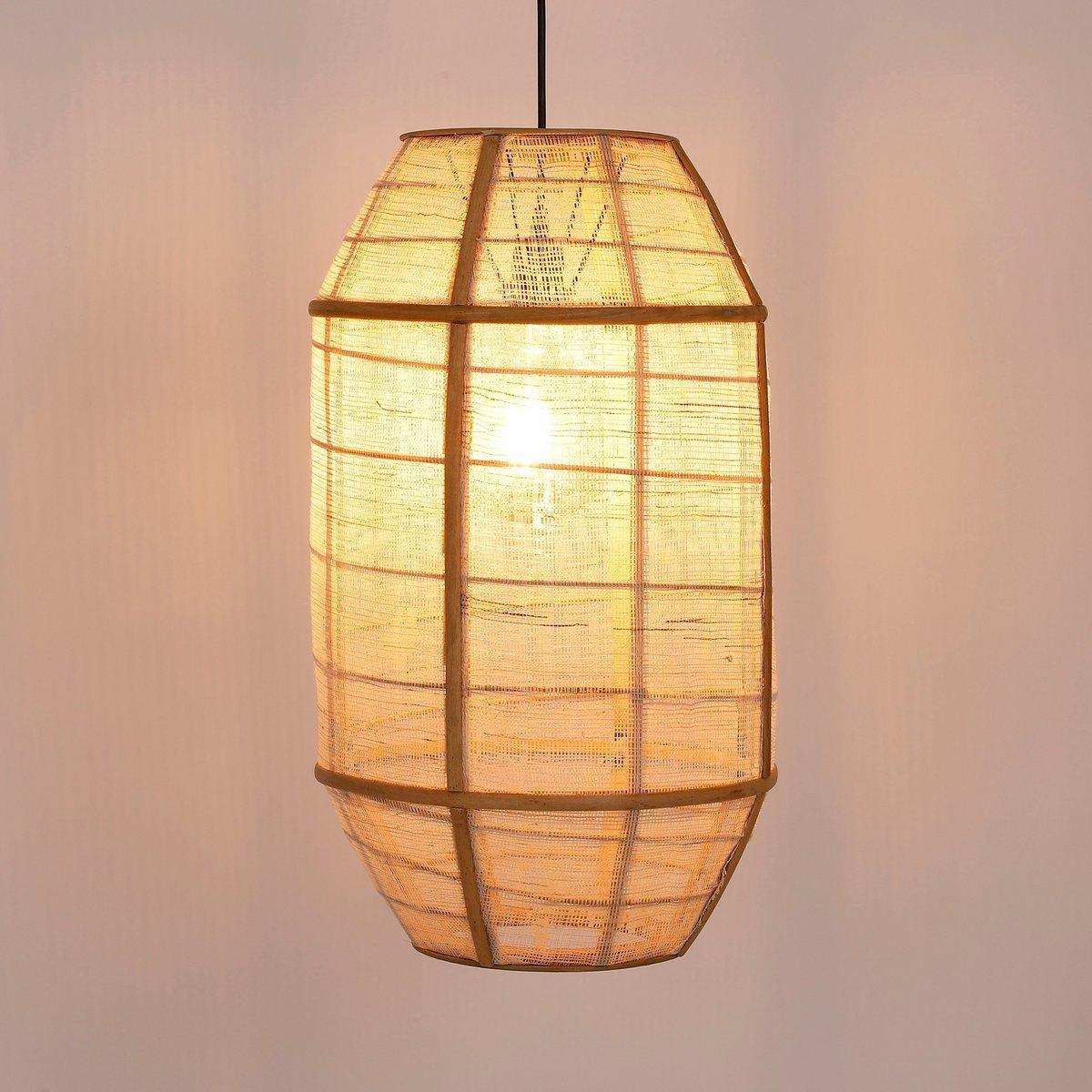 Pella Hängelampe – H58 x Ø33 cm – Leinen – Beige - HomeDesign Knaus