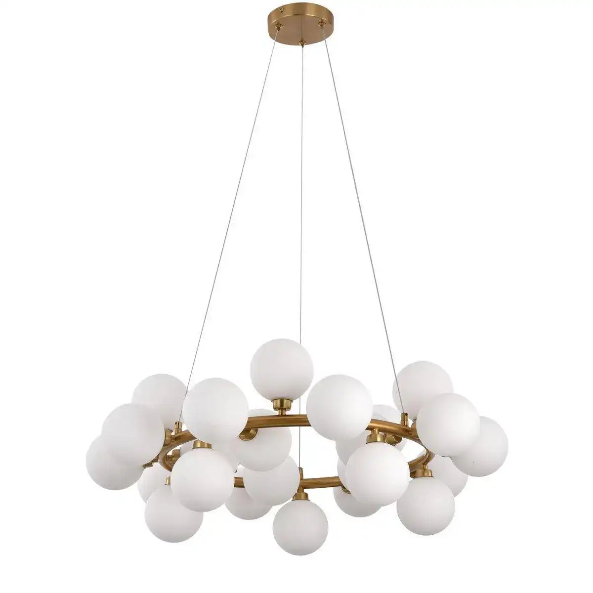 Pendeleuchte Elite Weißgold Hängeleuchte rund Messing - HomeDesign Knaus