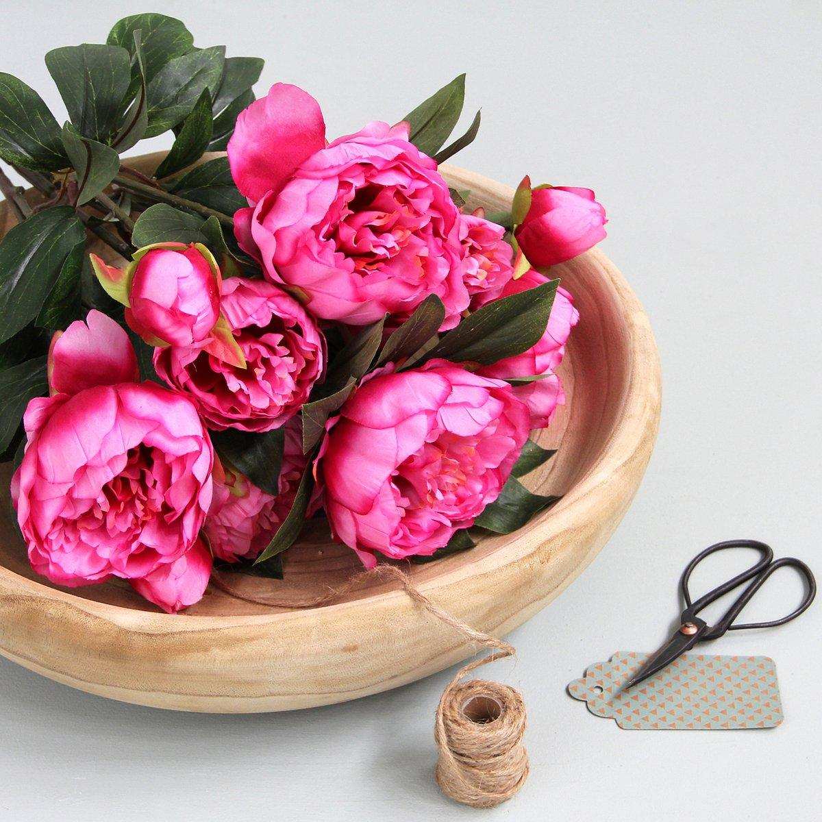 Pfingstrosen-Kunstblumenstrauß – H55 x Ø40 cm – Dunkelrosa - HomeDesign Knaus